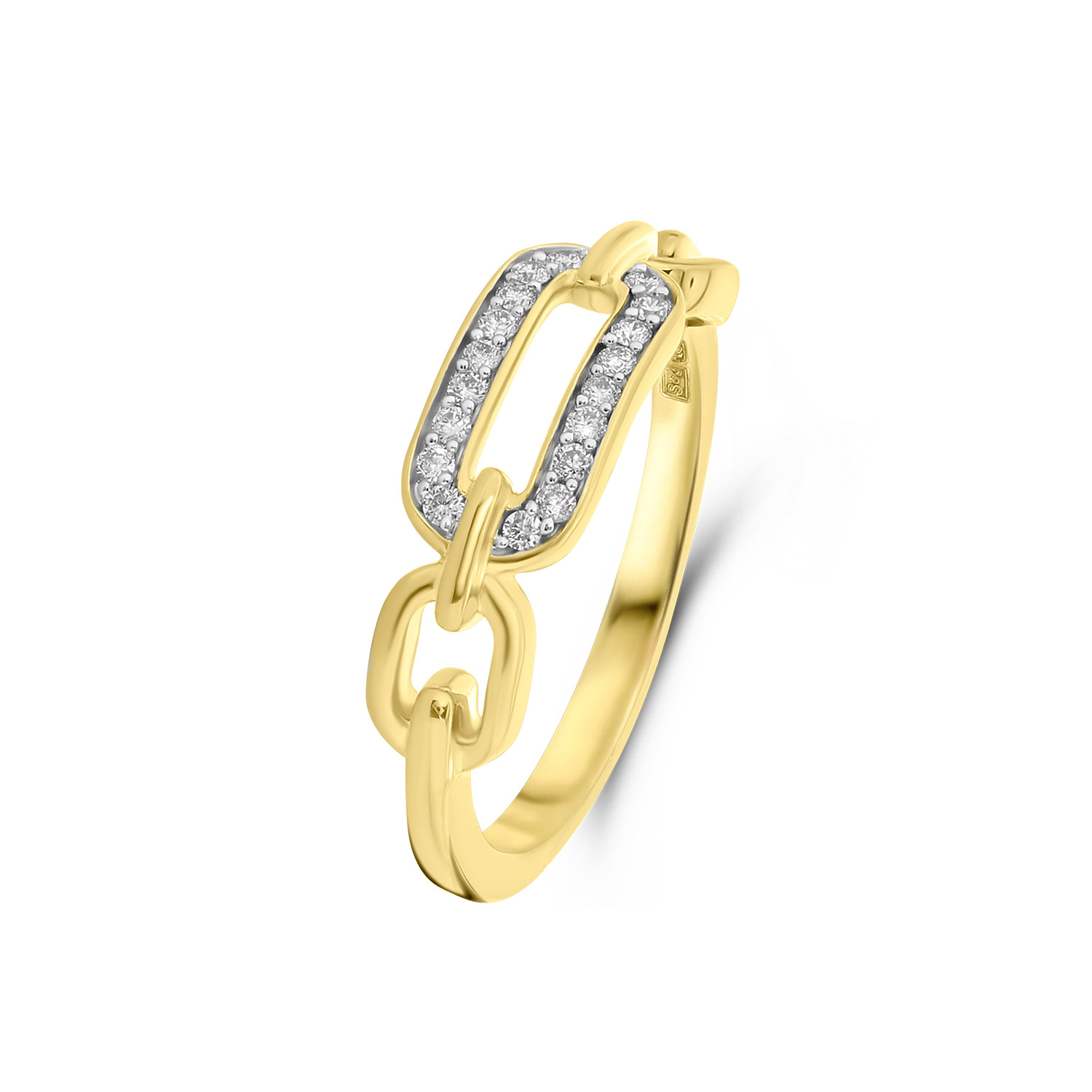 Geelgouden schakelring met diamanten R404-RNG-3-Y