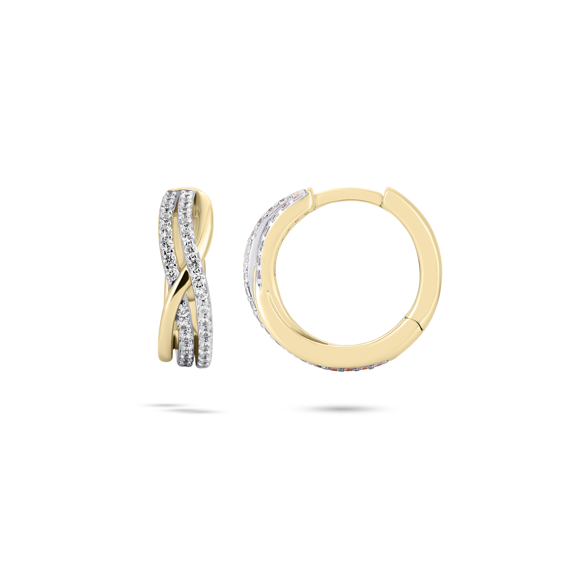Oorringen gold plated met zirkonia - KC090Y