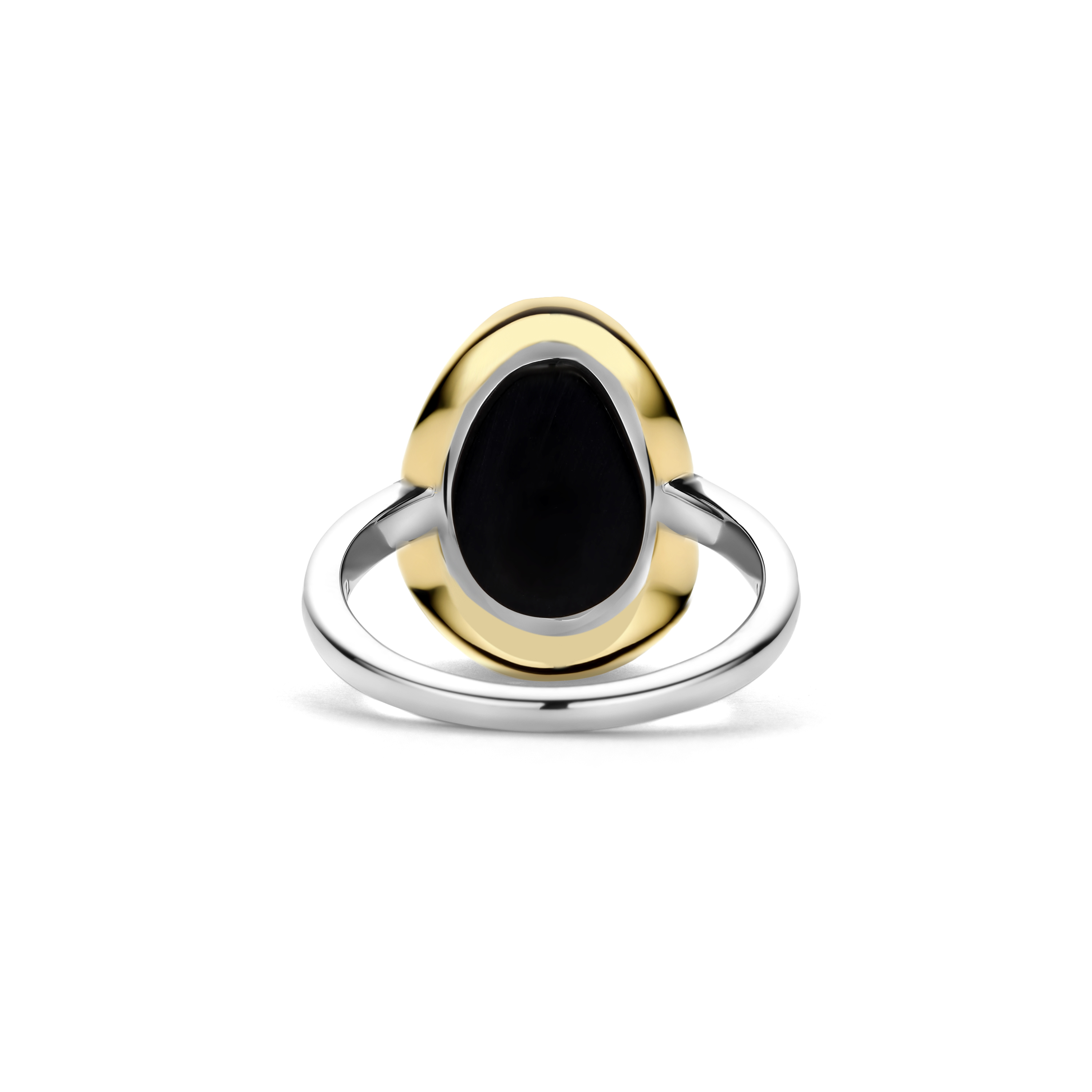 Ring gold plated met zwarte zirkonia - 12386BY
