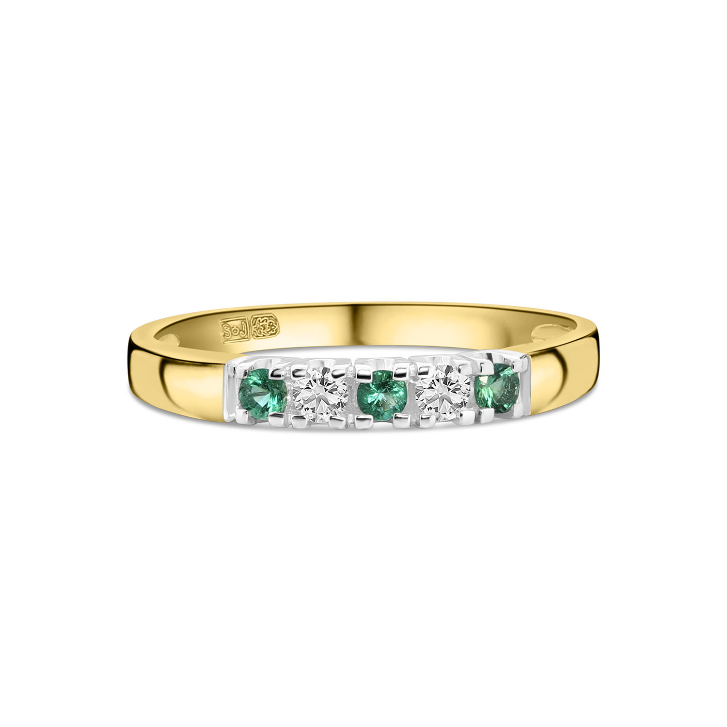 Geelgouden ring met smaragd en diamanten R136-001648ADS-EM-Y