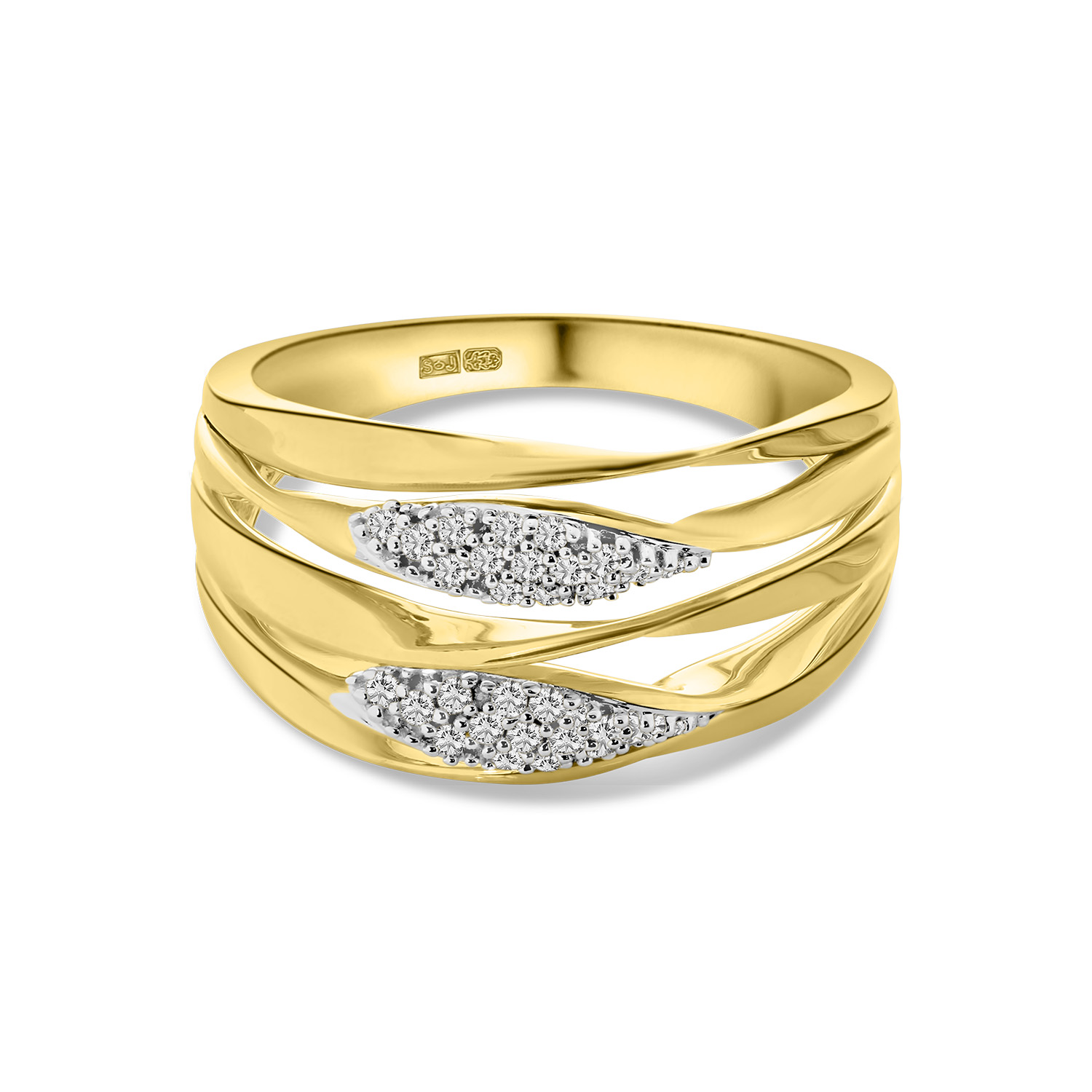 Geelgouden ring fantasie met diamanten R404-R42095-Y