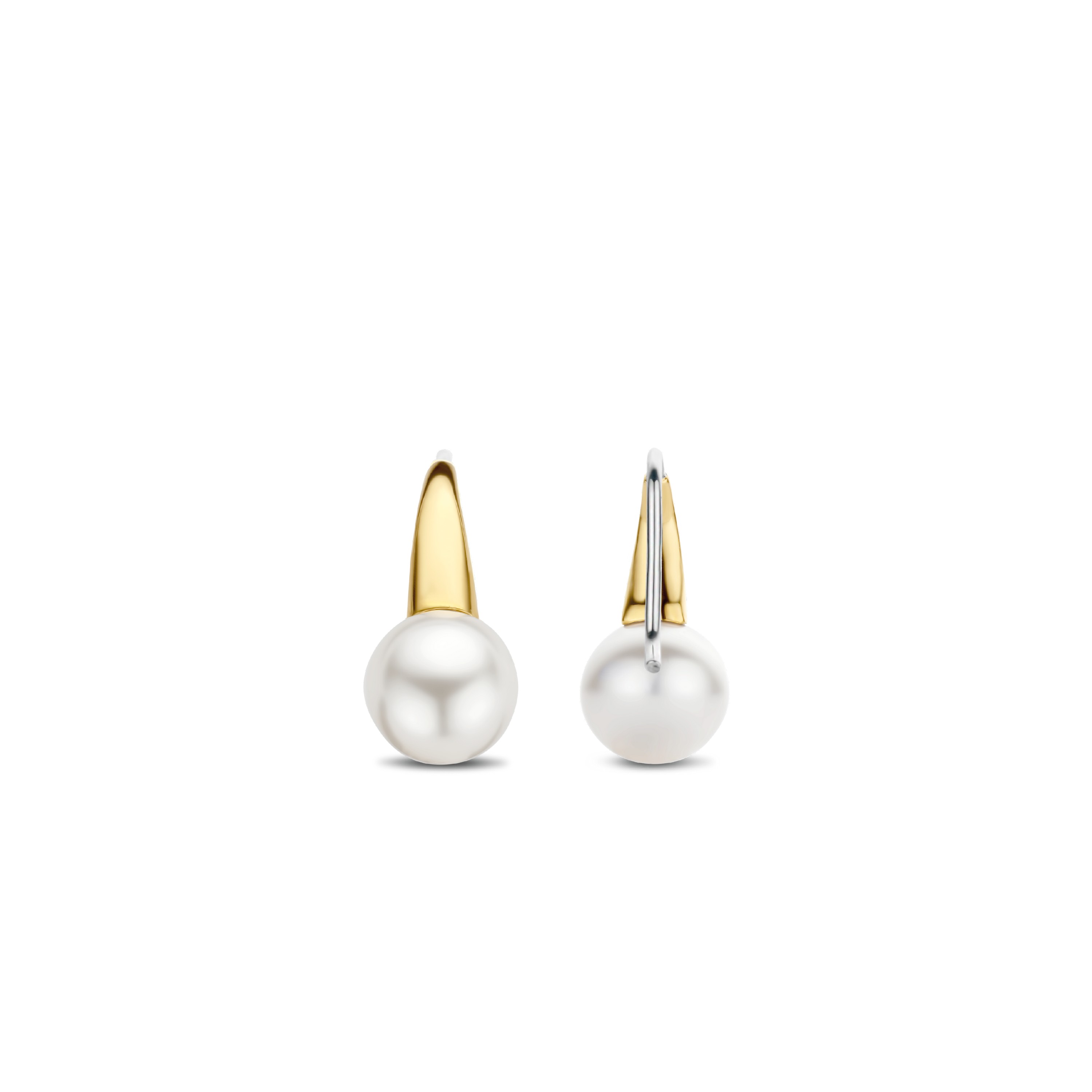 Gold plated oorhangers met parel 7849PW Gold plated oorhangers met parel 7849PW