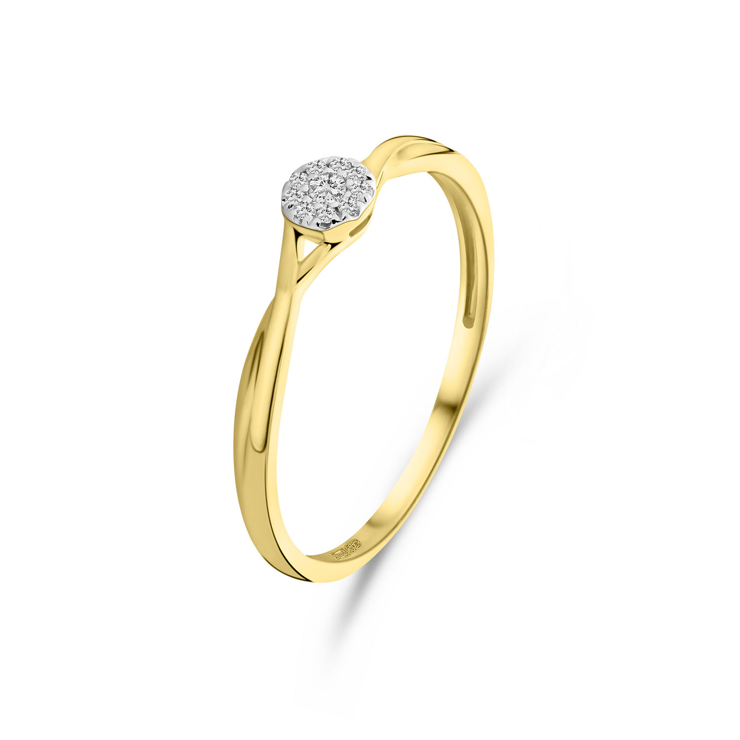 Geelgouden slagring rond met diamanten R092-46678R031-Y