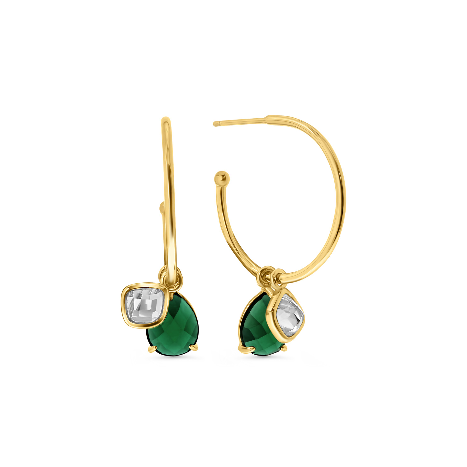 Oorringen van gold plated  met stenen hangers 241A0088