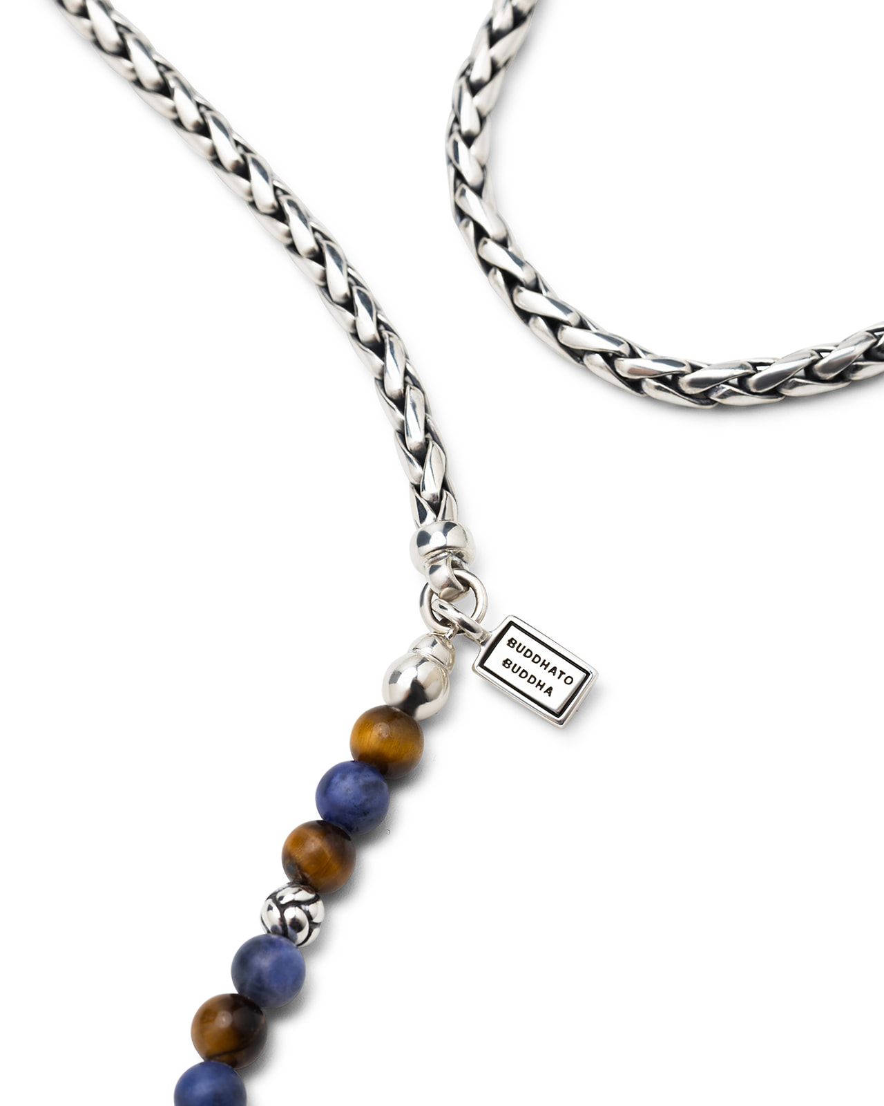 Ketting Spirit Bead Tiger Eye Sodalite Pearl Silver - 177TIS