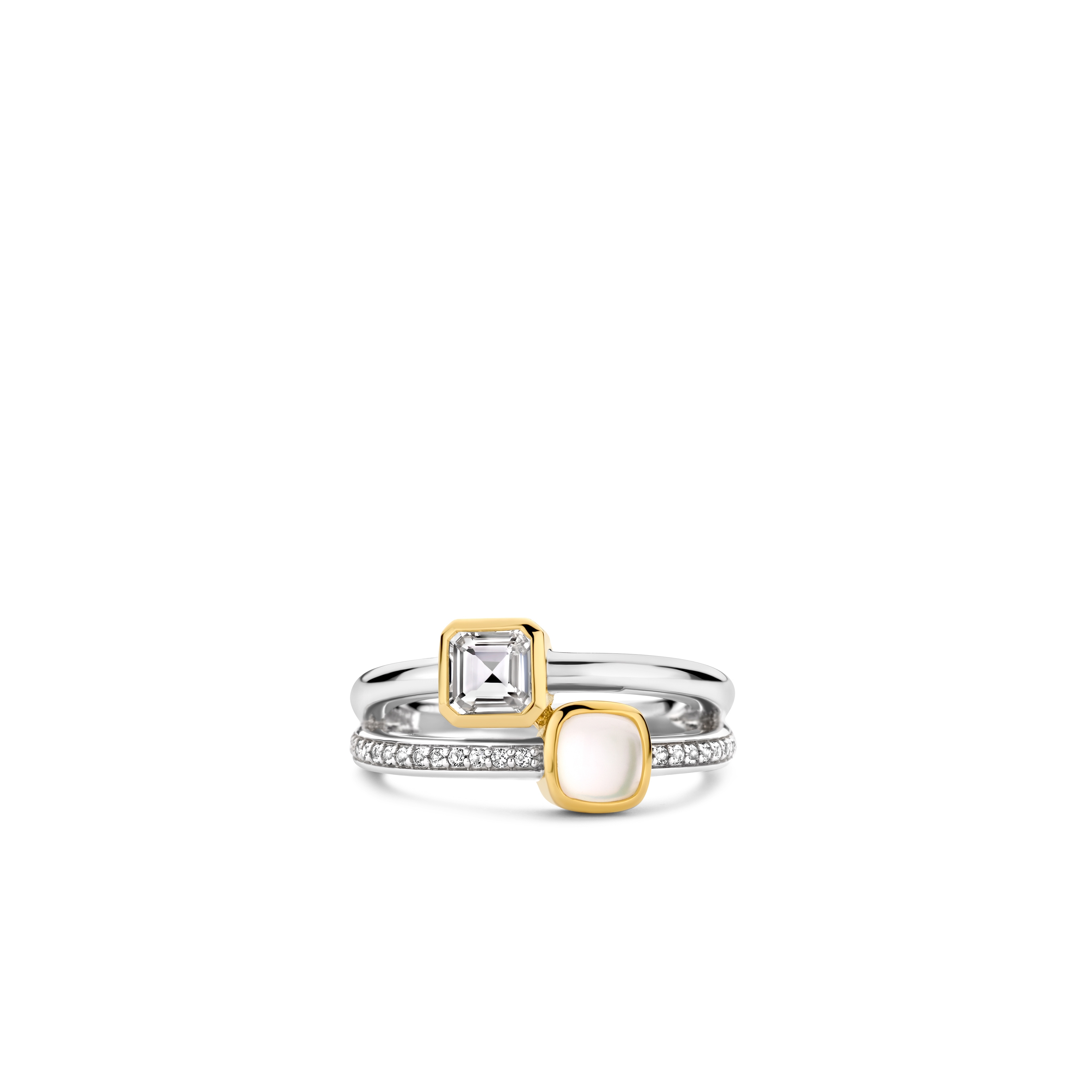 Ring van gold plated  met zirkonia en kristal 12326MW