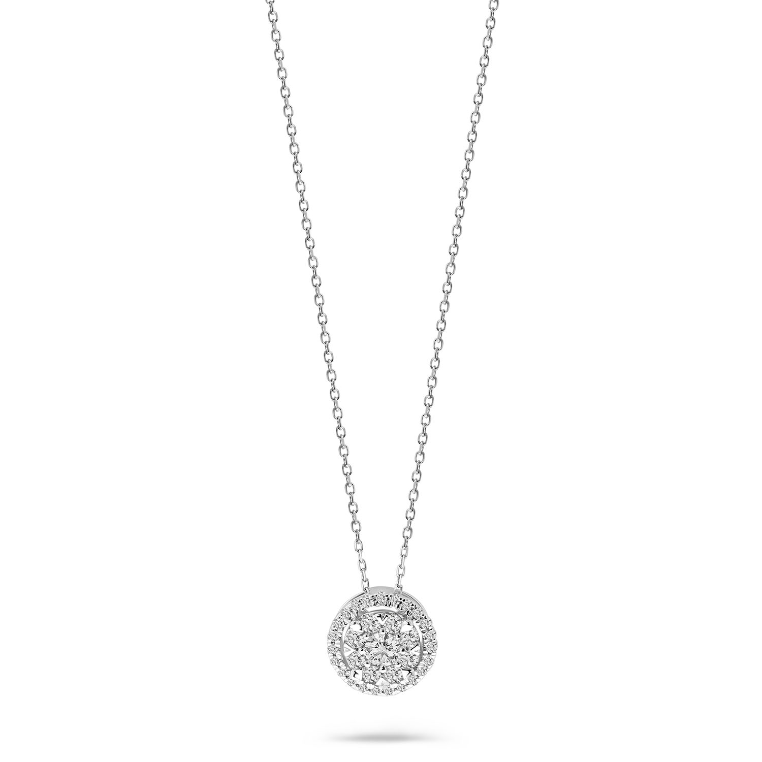 Witgouden ketting met lab grown diamanten cluster N159-3266910000353-LG-W