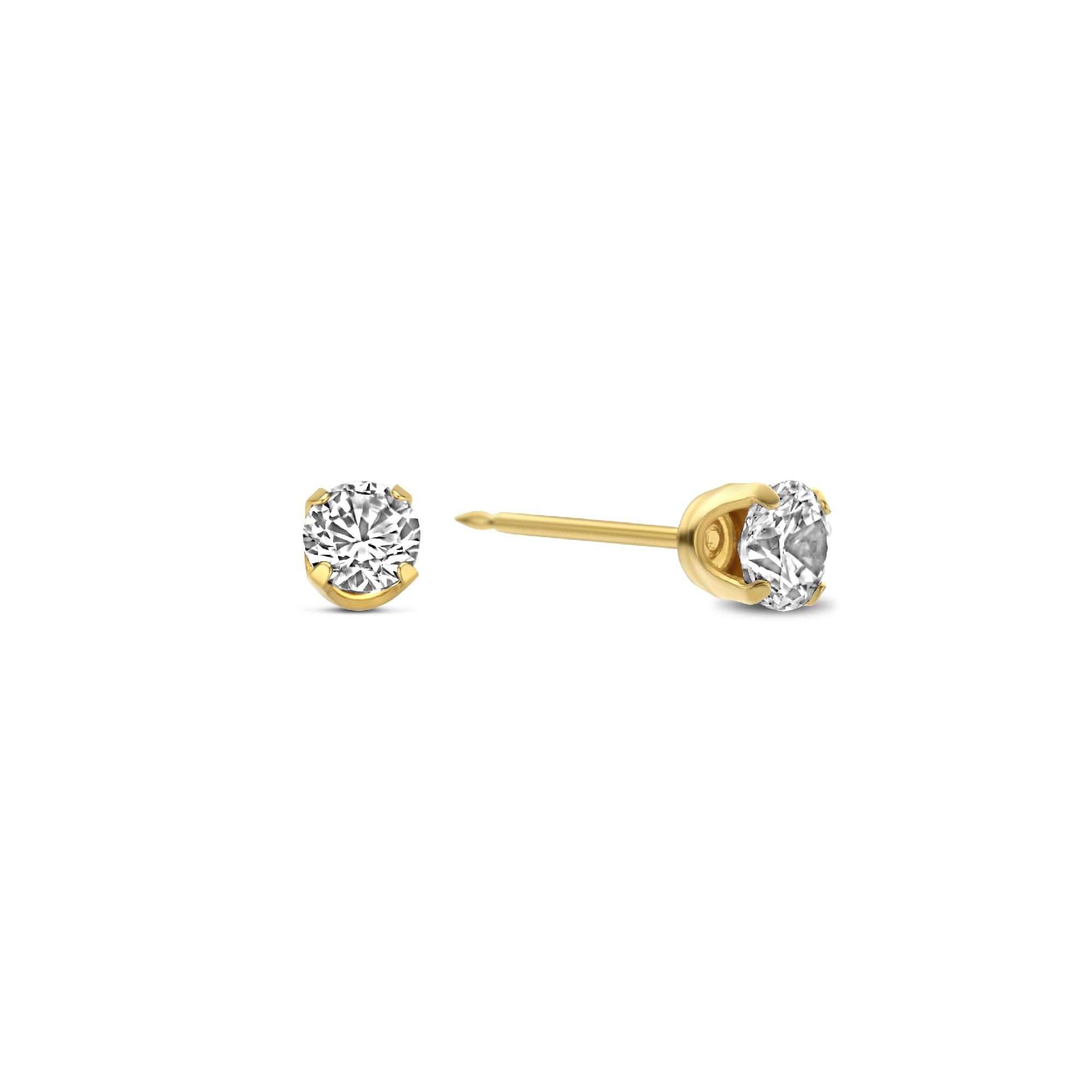 Schietoorknoppen 14K geelgoud 5mm chaton zetting 