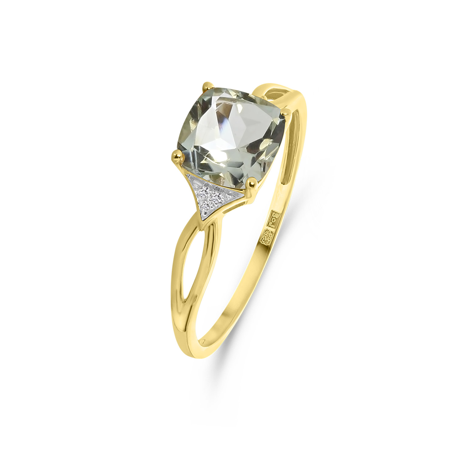 Geelgouden ring amethist en diamanten R382-R315528-AM-Y