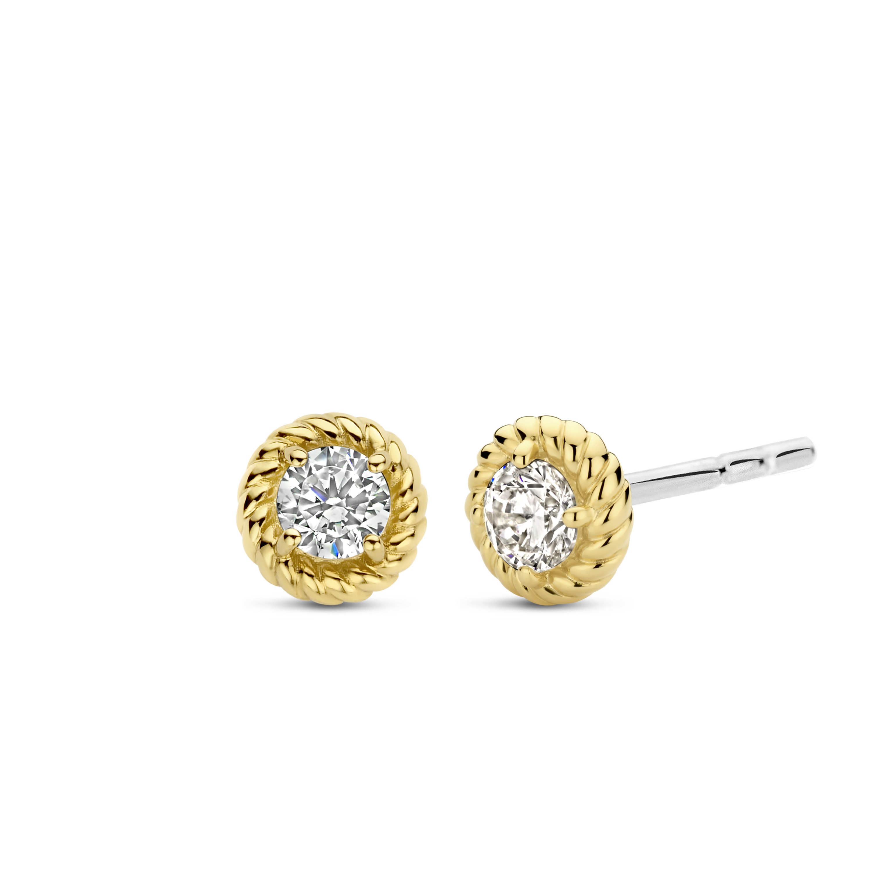 Oorknoppen van gold plated  met zirkonia 7934ZY