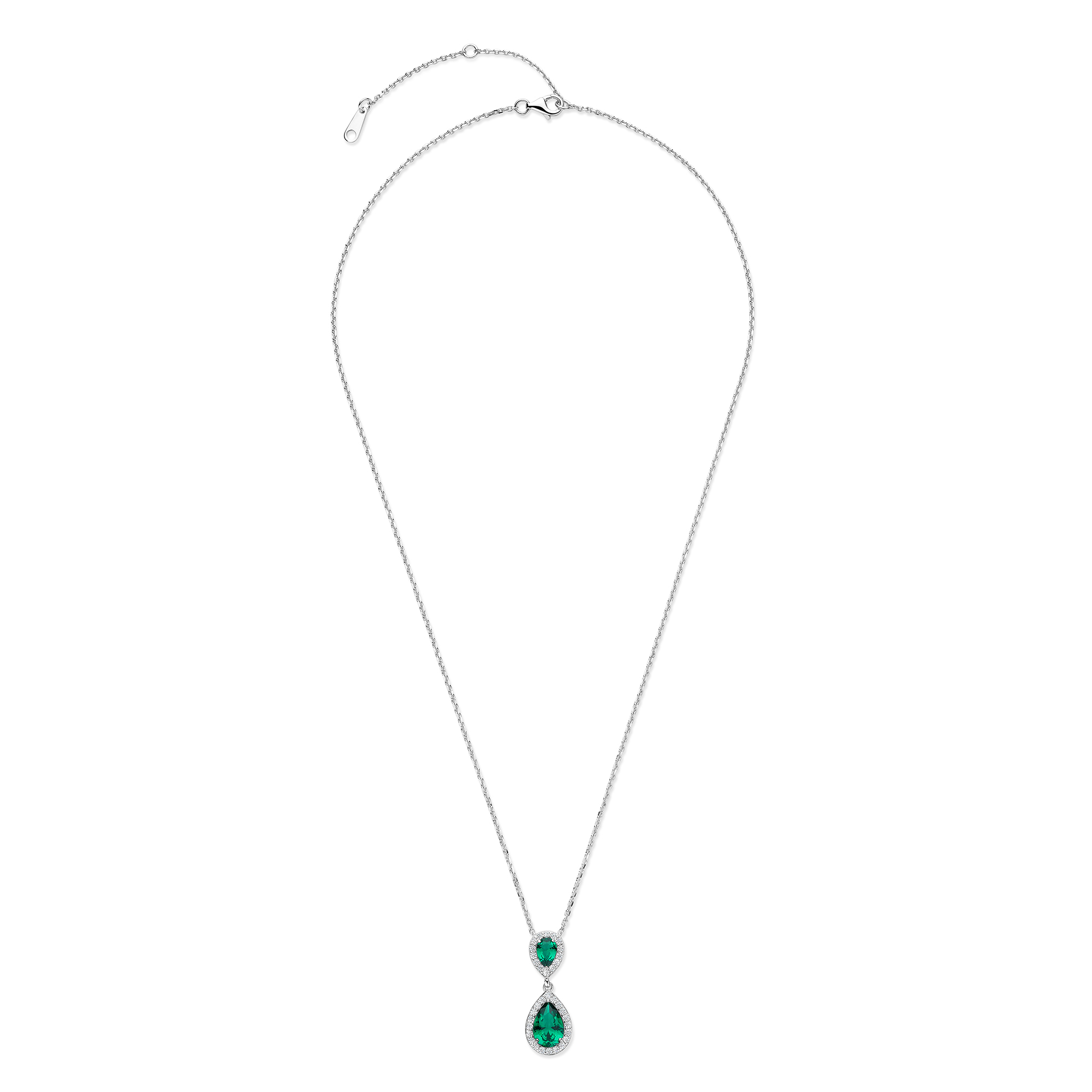 Ketting sterling zilver met groene zirkonia - P21670G