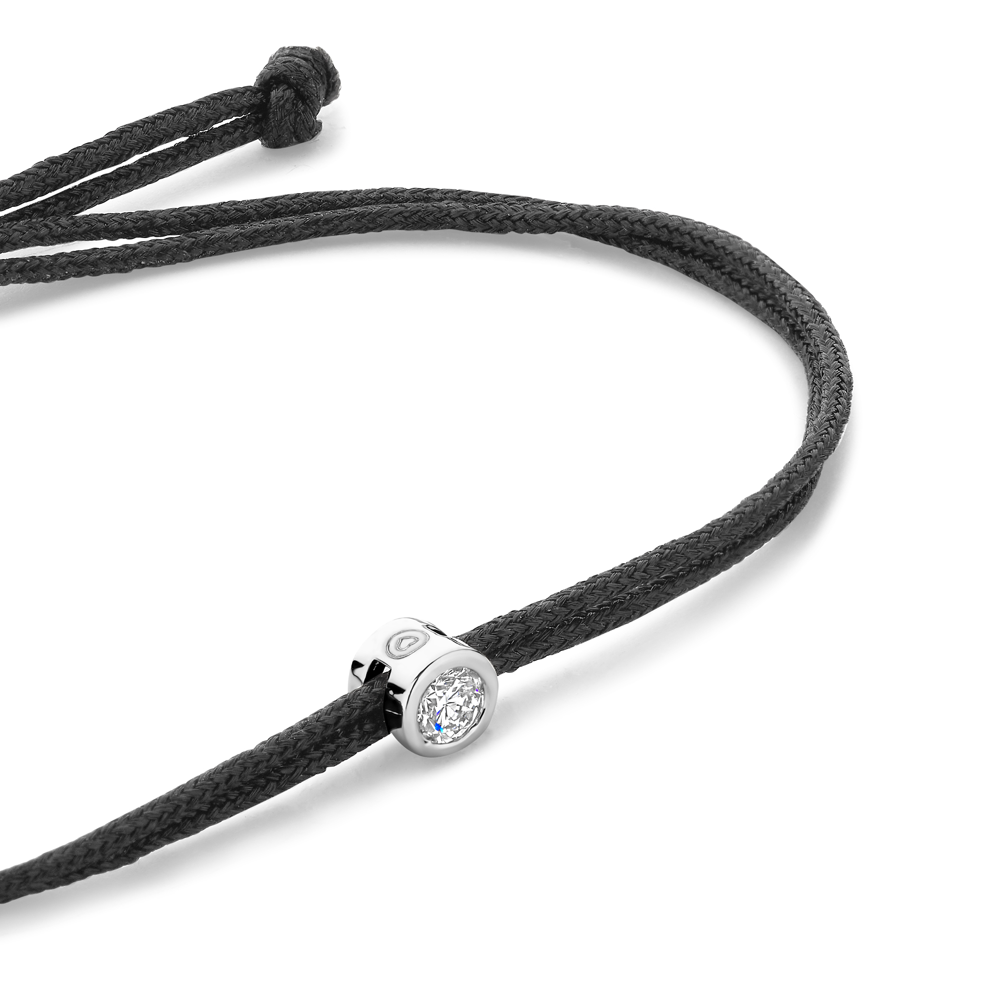 Koordarmband Zwart met lab grown diamant - BN010-11-S Koordarmband Zwart met lab grown diamant - BN010-11-S