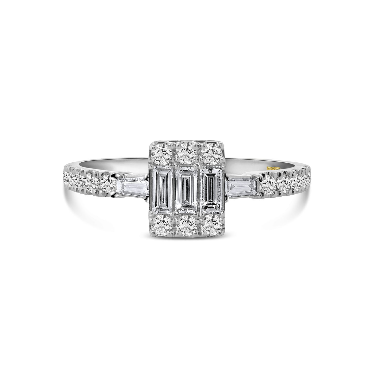 Witgouden ring met baguette en briljant geslepen diamanten R480-RDF28010-W