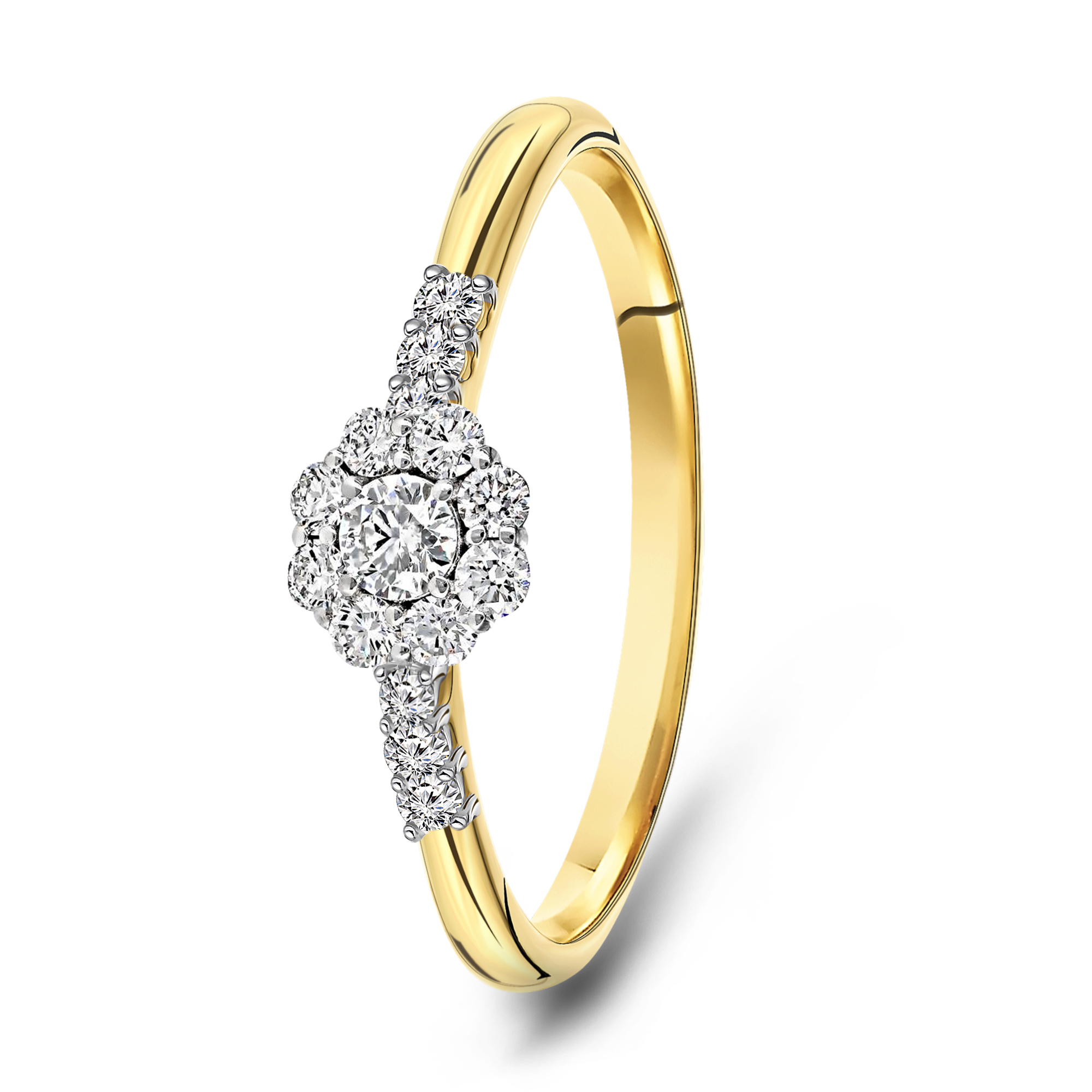 Geelgouden damesring met zirkonia R01-59217-Z