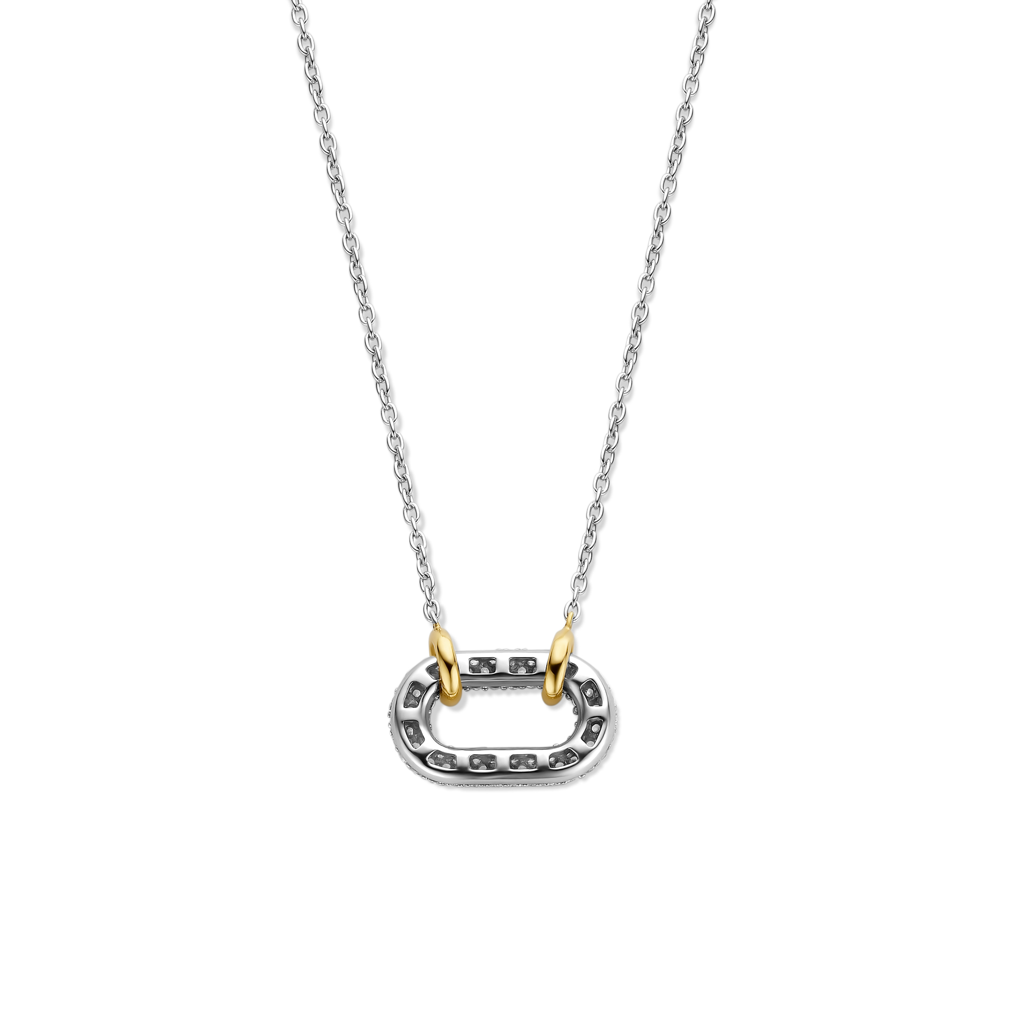 Ketting met ovaale bedel gezet met zirkonia 34010ZY