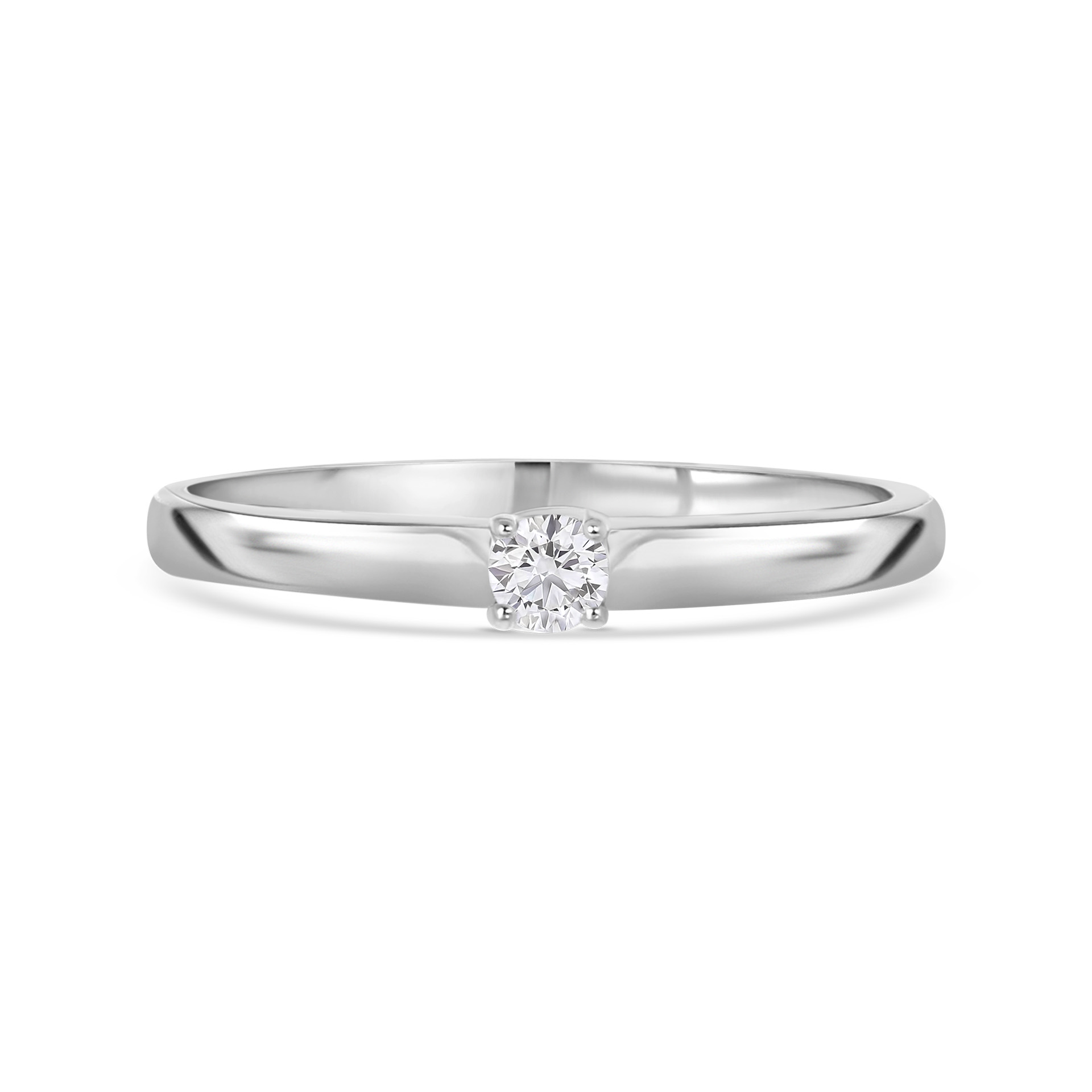 Witgouden solitair ring met 0.10 ct diamant