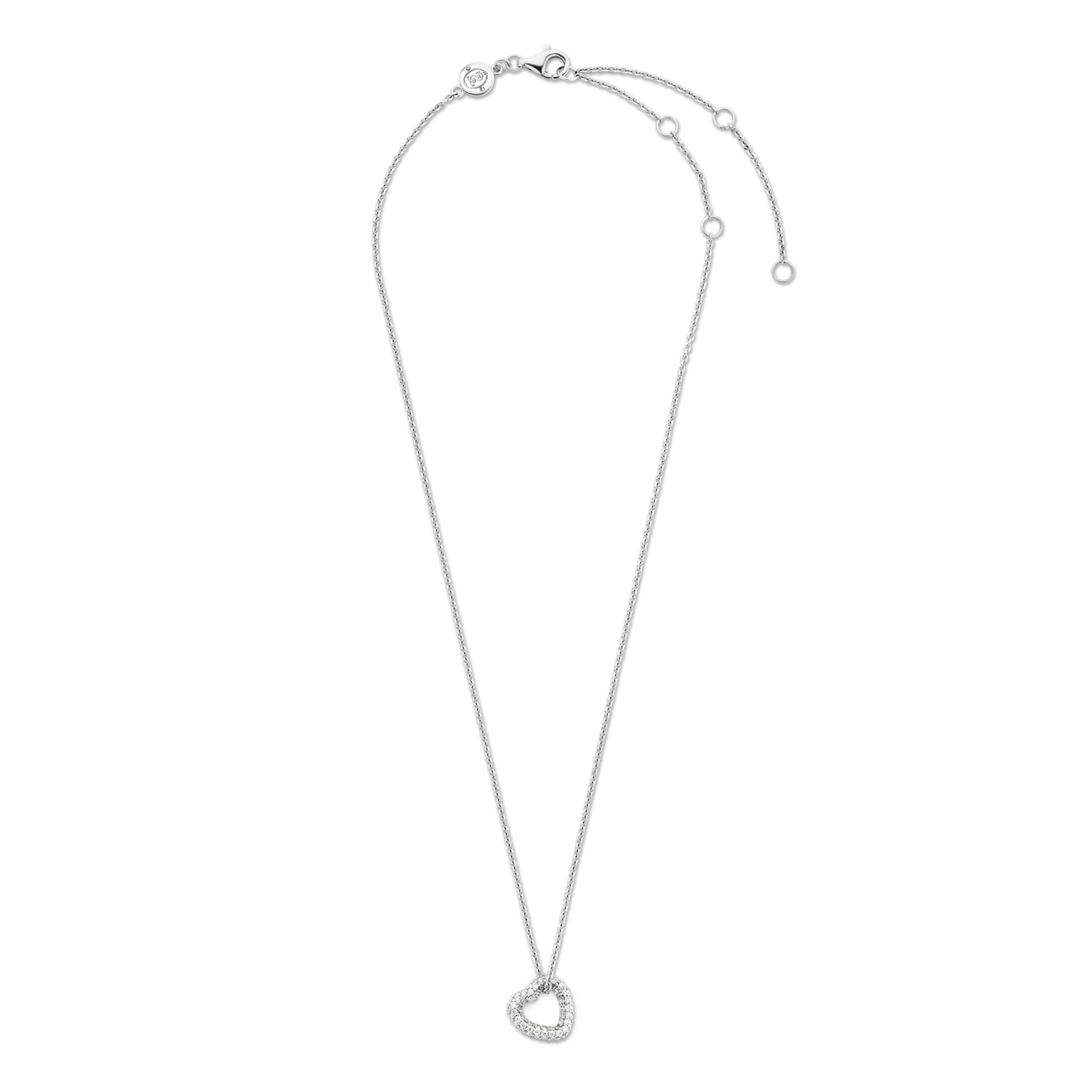 Ketting van sterling zilver met zirkonia hart hanger - 34022ZI/42