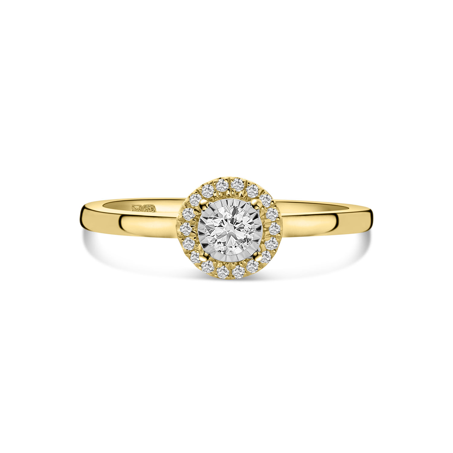 Geelgouden ring met lab grown diamanten entourage R159-1094906006488-LG-YW
