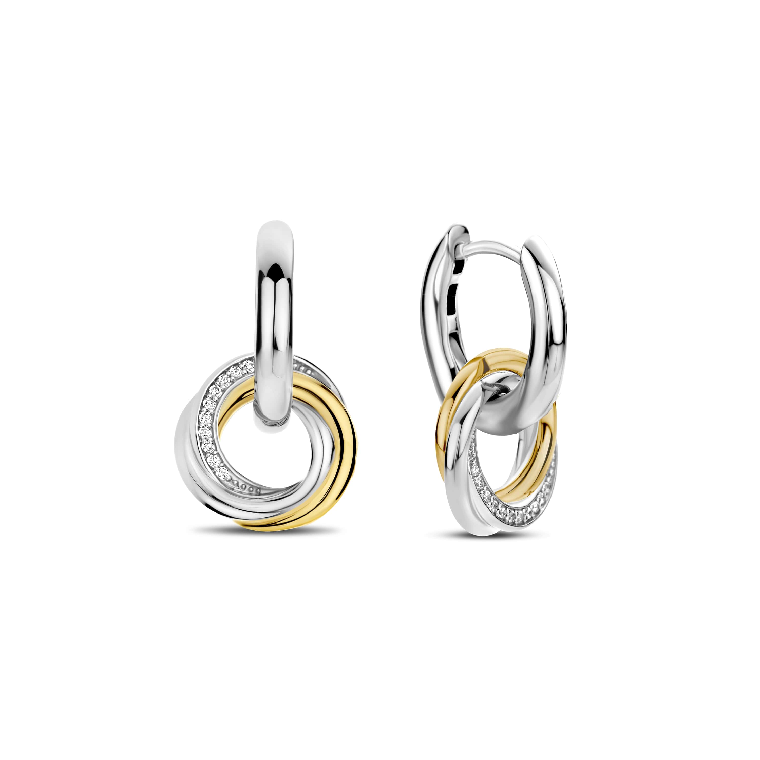 Oorringen gold plated met zirkonia - 7976ZY