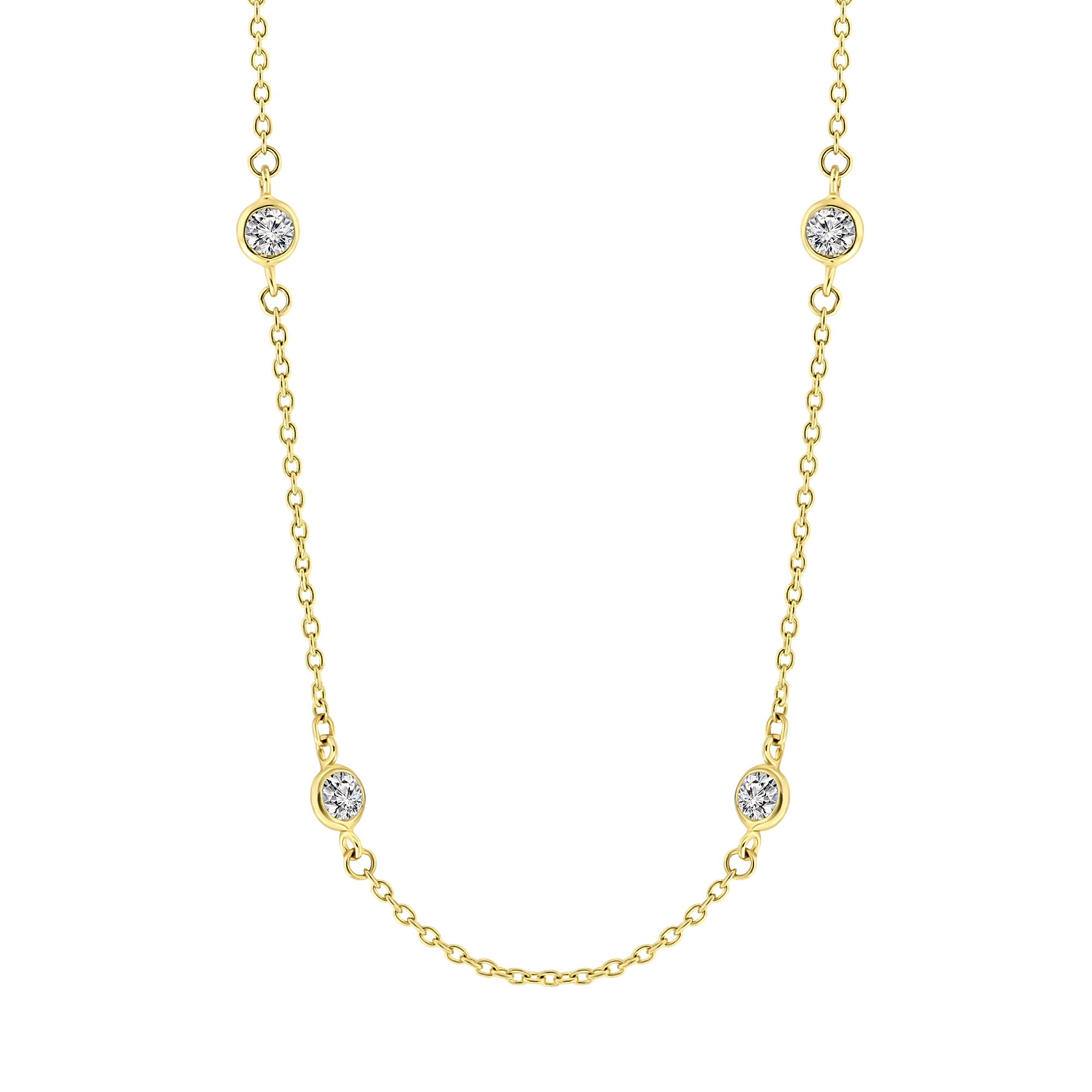 Geelgouden collier met zirkonia