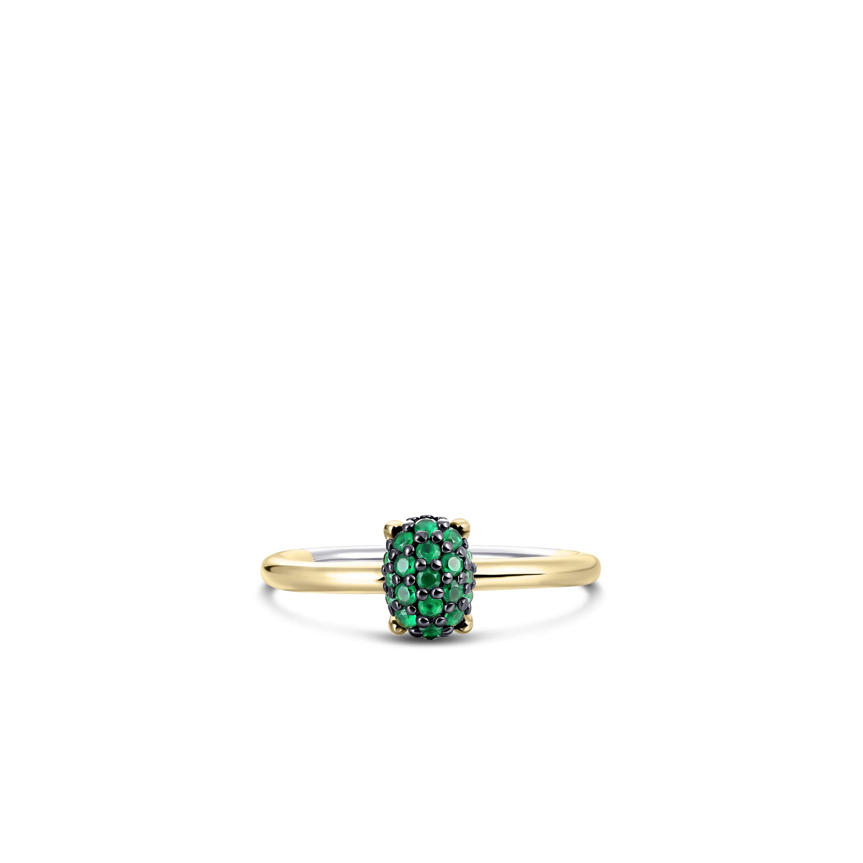 gold plated ring met groene stenen R470YG