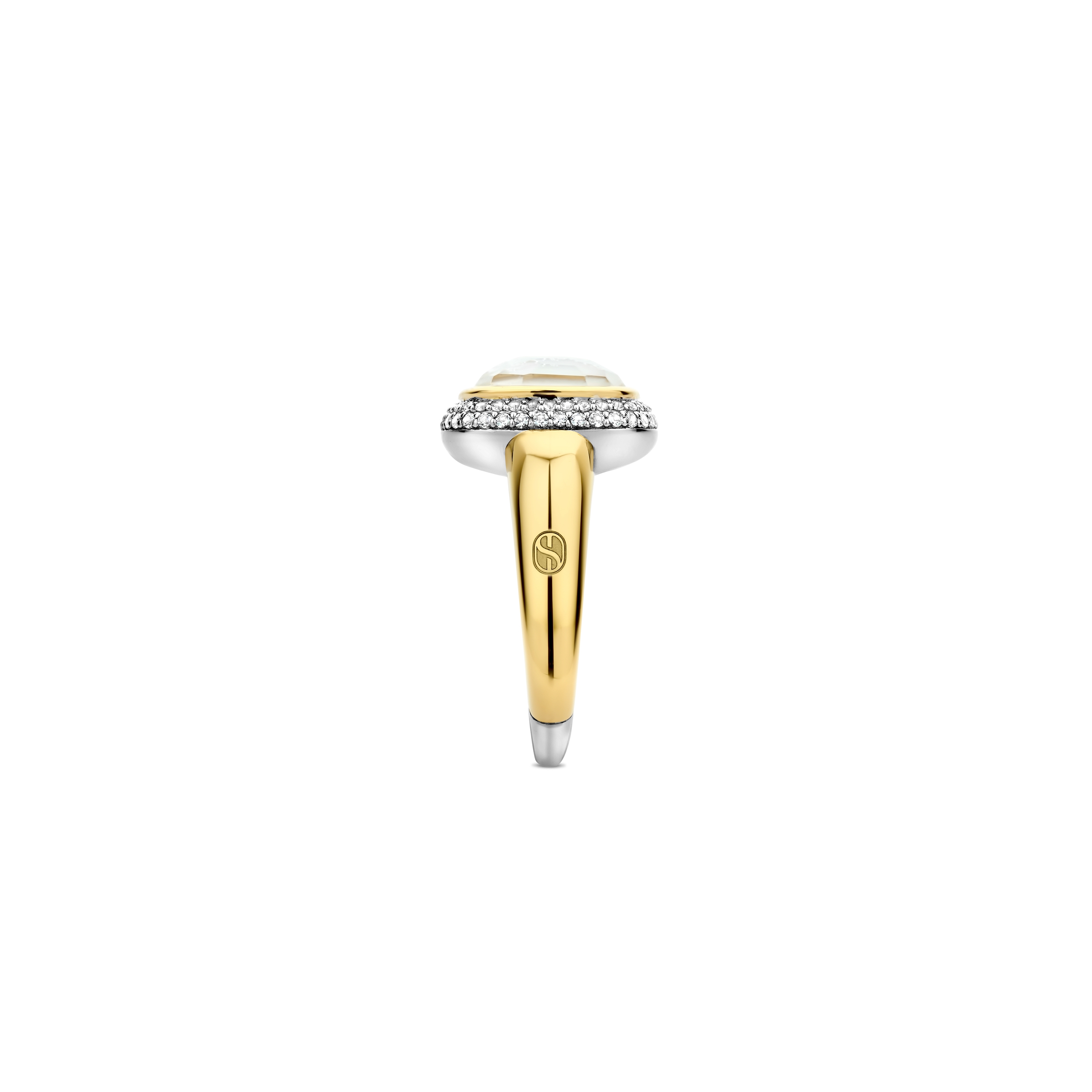 Ring van gold plated  met zirkonia en kristal 12330MW