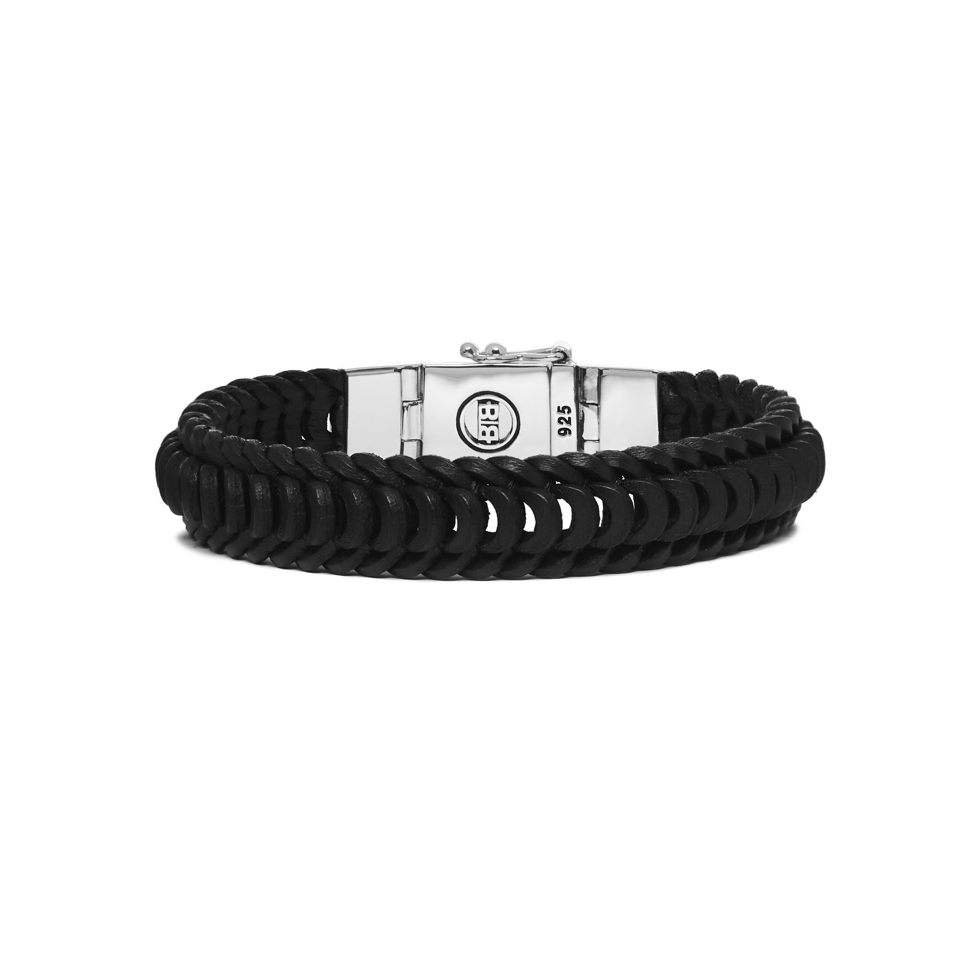 Armband Lars Leather Zwart Black van sterling zilver - 122BL Armband Lars Leather Zwart Black van sterling zilver - 122BL