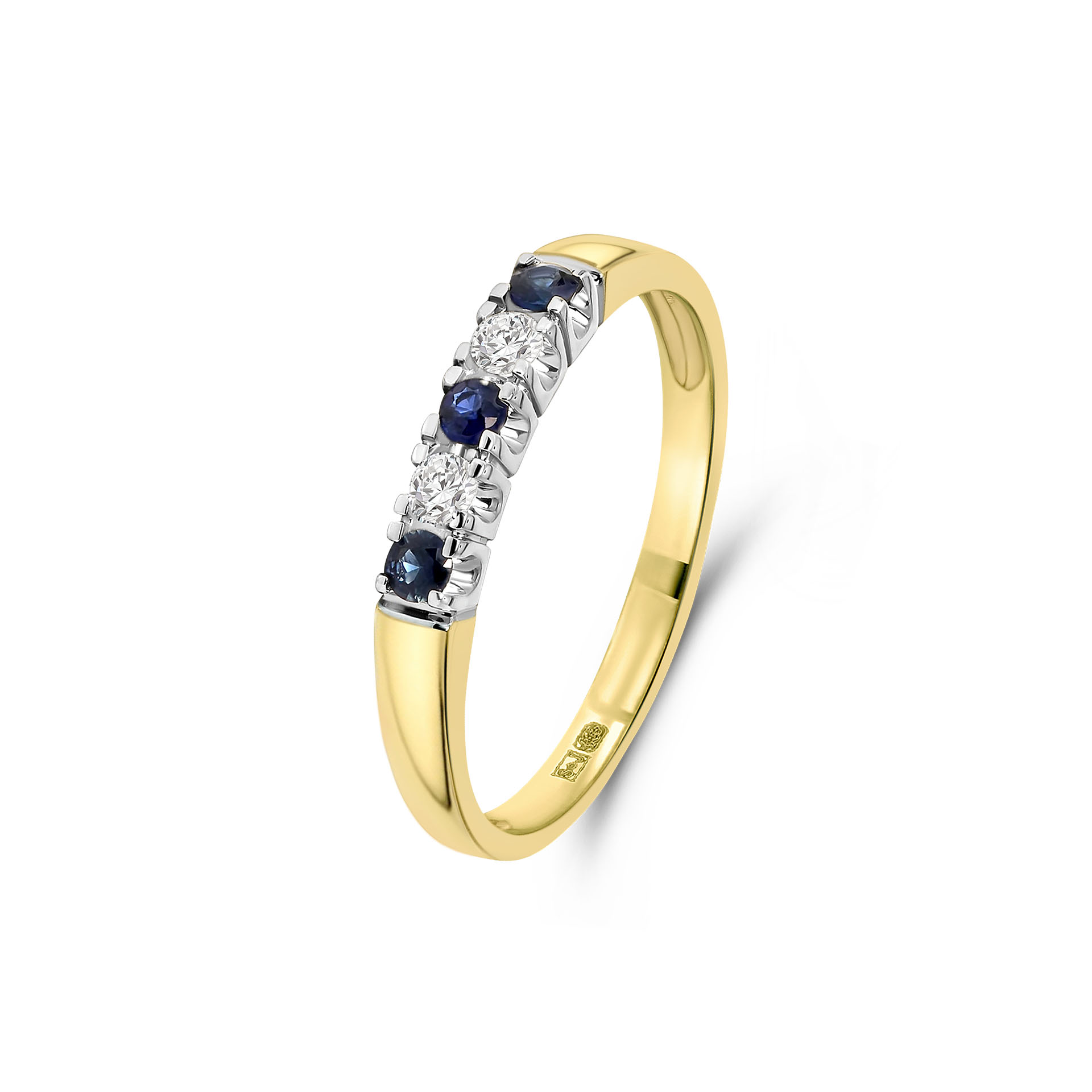 Gouden diamanten ring met saffier 001648ADS-Y