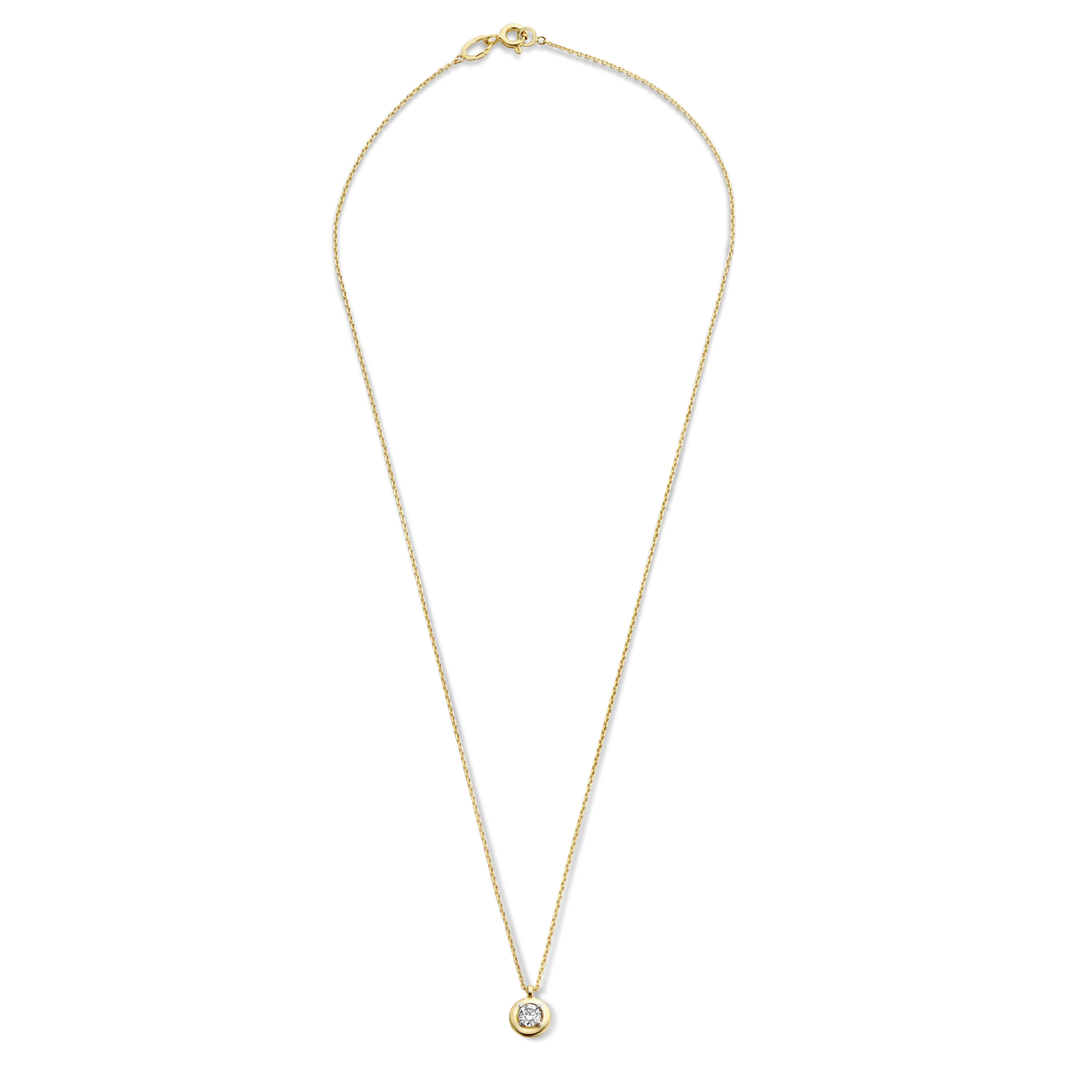 Geelgouden ketting rond met diamant N137-SOL-Y179-020-G2-Y