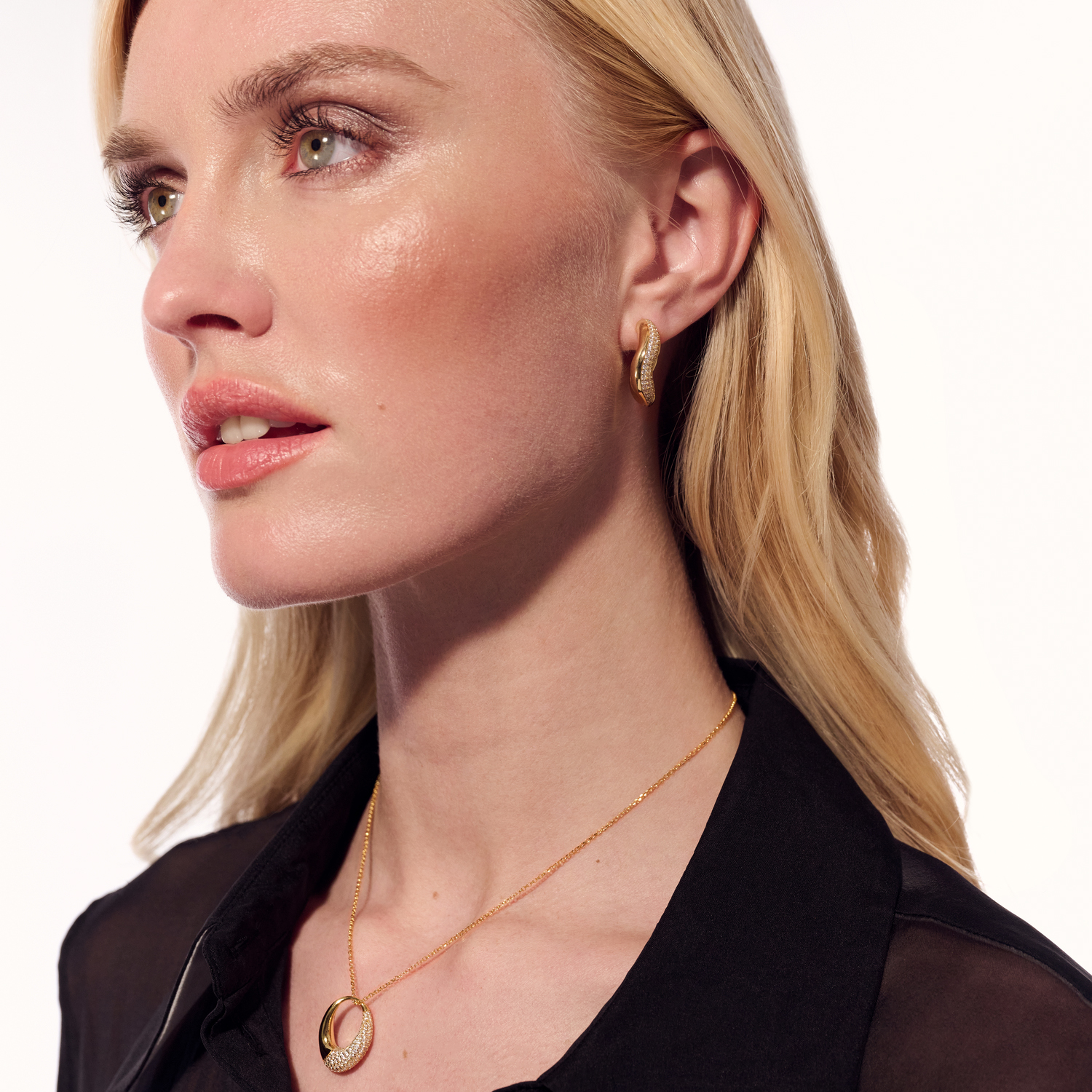 Oorringen Glorenza Grande gold plated met Zirkonia - SJ-E2483-CZ-YG