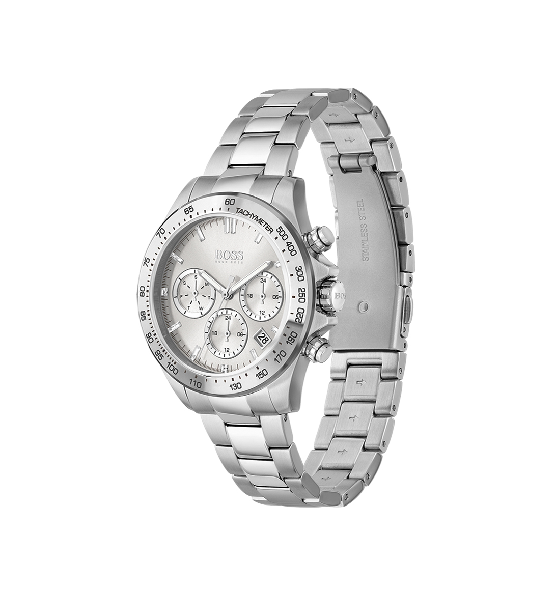Zilverkleurig stalen dameshorloge met tachymeter Novia HB1502616