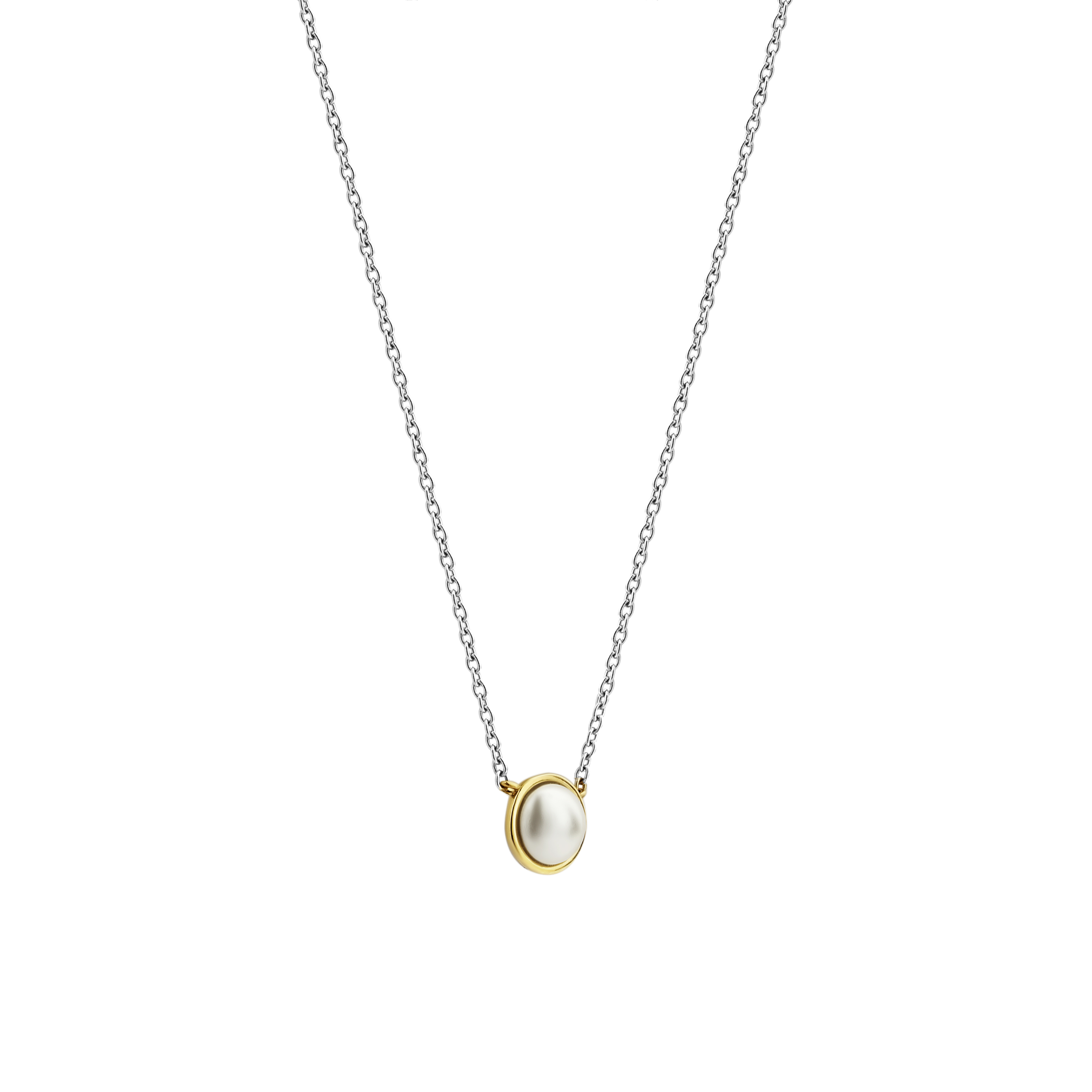 Ketting van gold plated  met parelhanger 34007YP
