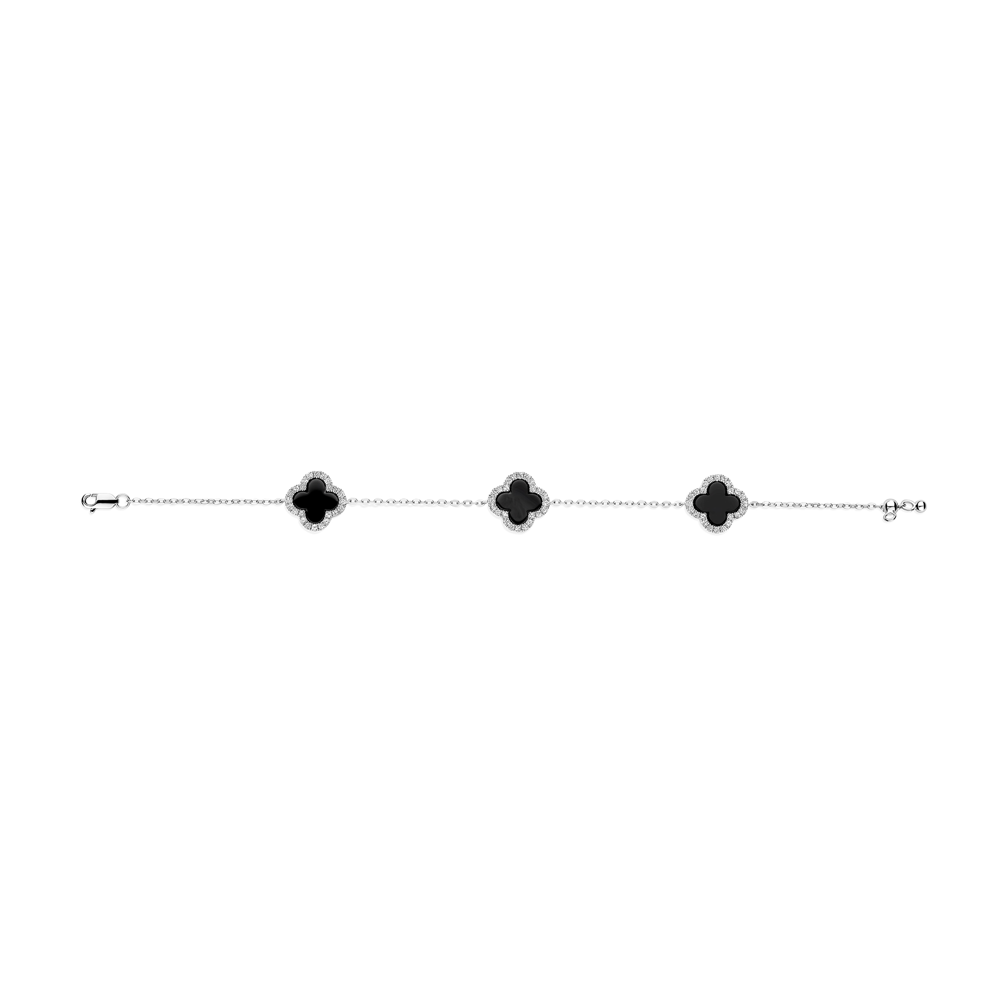 Armband 3 Klavers sterling zilver met Onyx en Topaas - SCB7670ONT