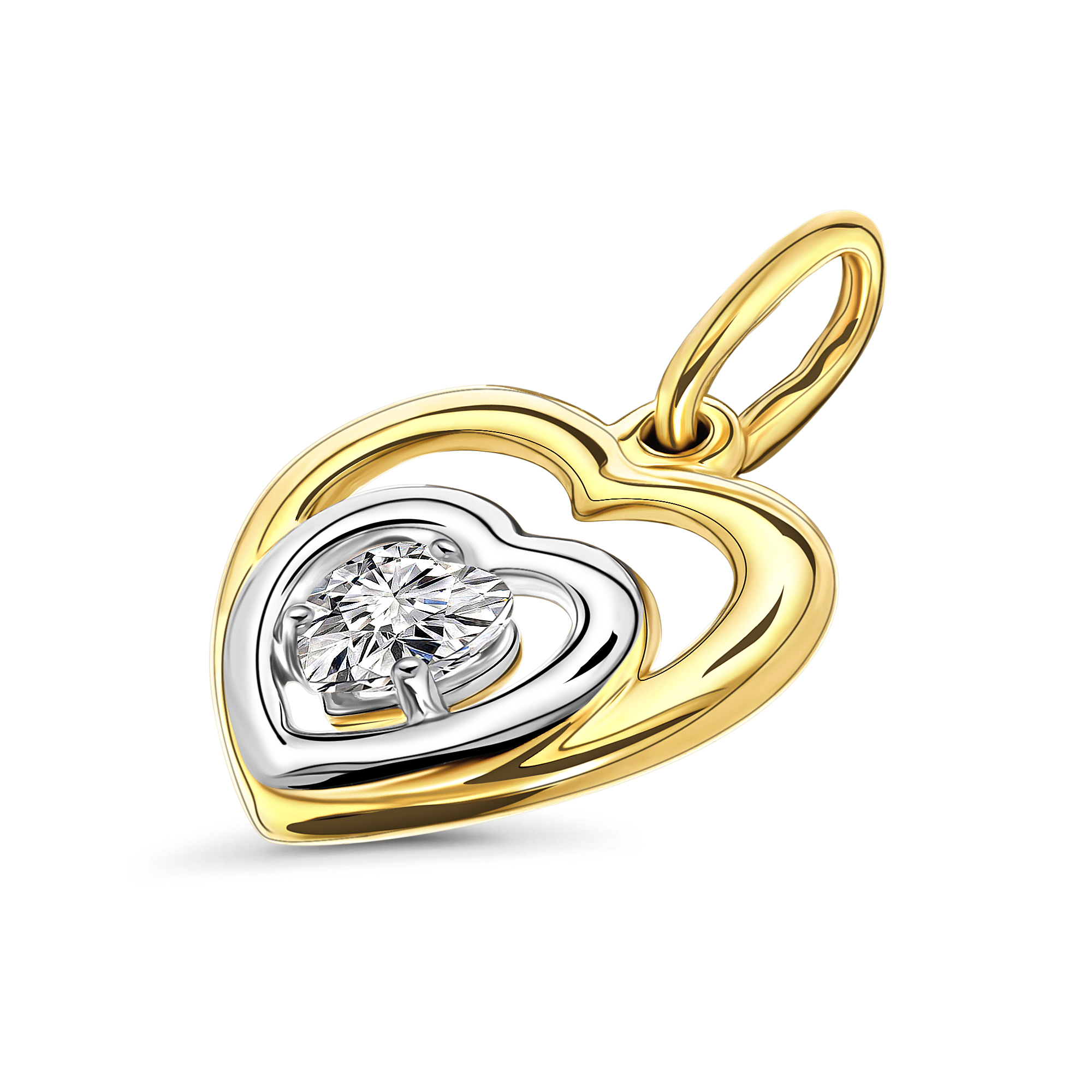 Gouden hart met zirkonia L-60024-Z-Y