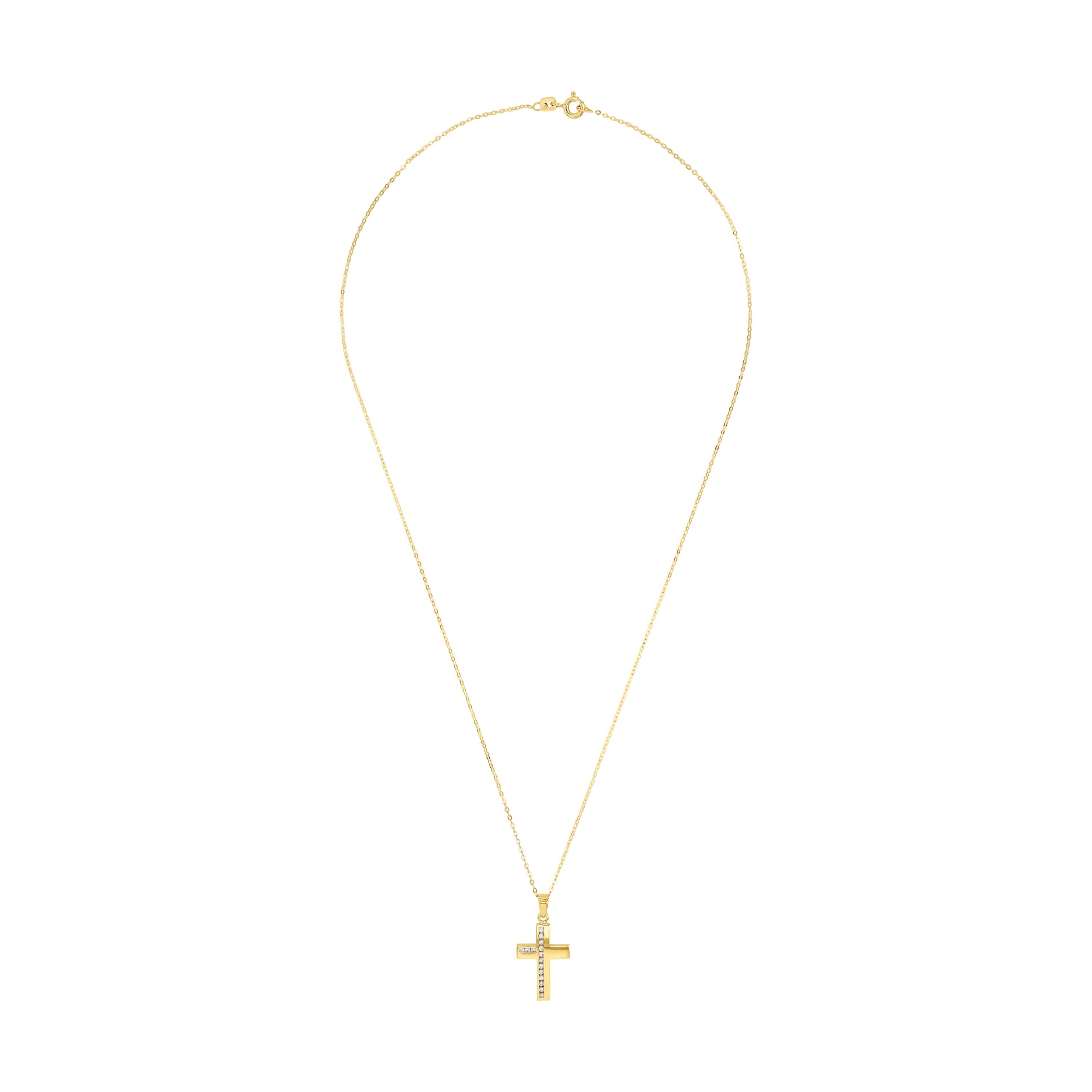Ketting gold plated Kruis met zirkonia - 2014242