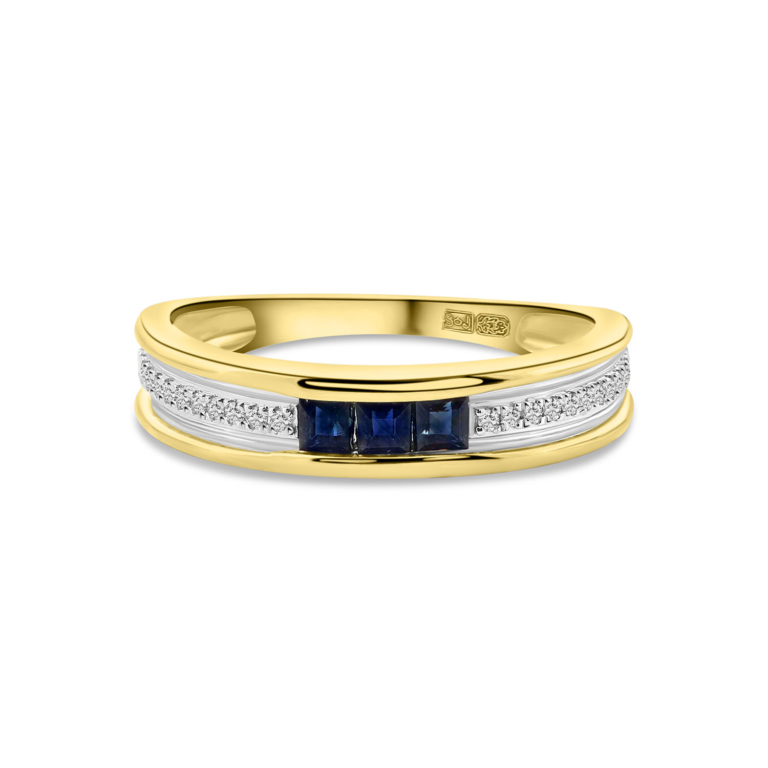Geelgouden ring saffier en diamanten R382-R313447-SA-Y