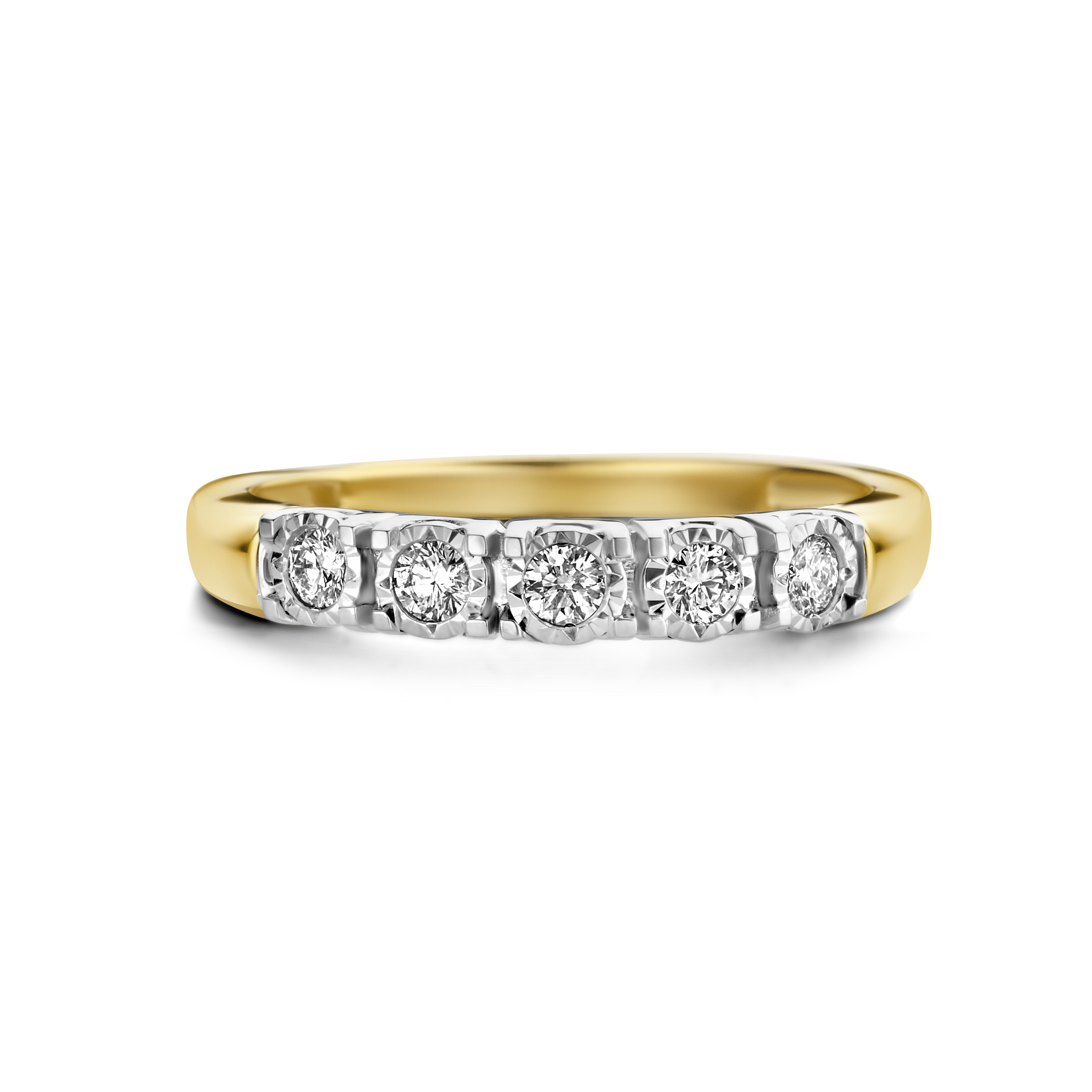 Geelgouden rijring met diamanten R138-BD75532-YW