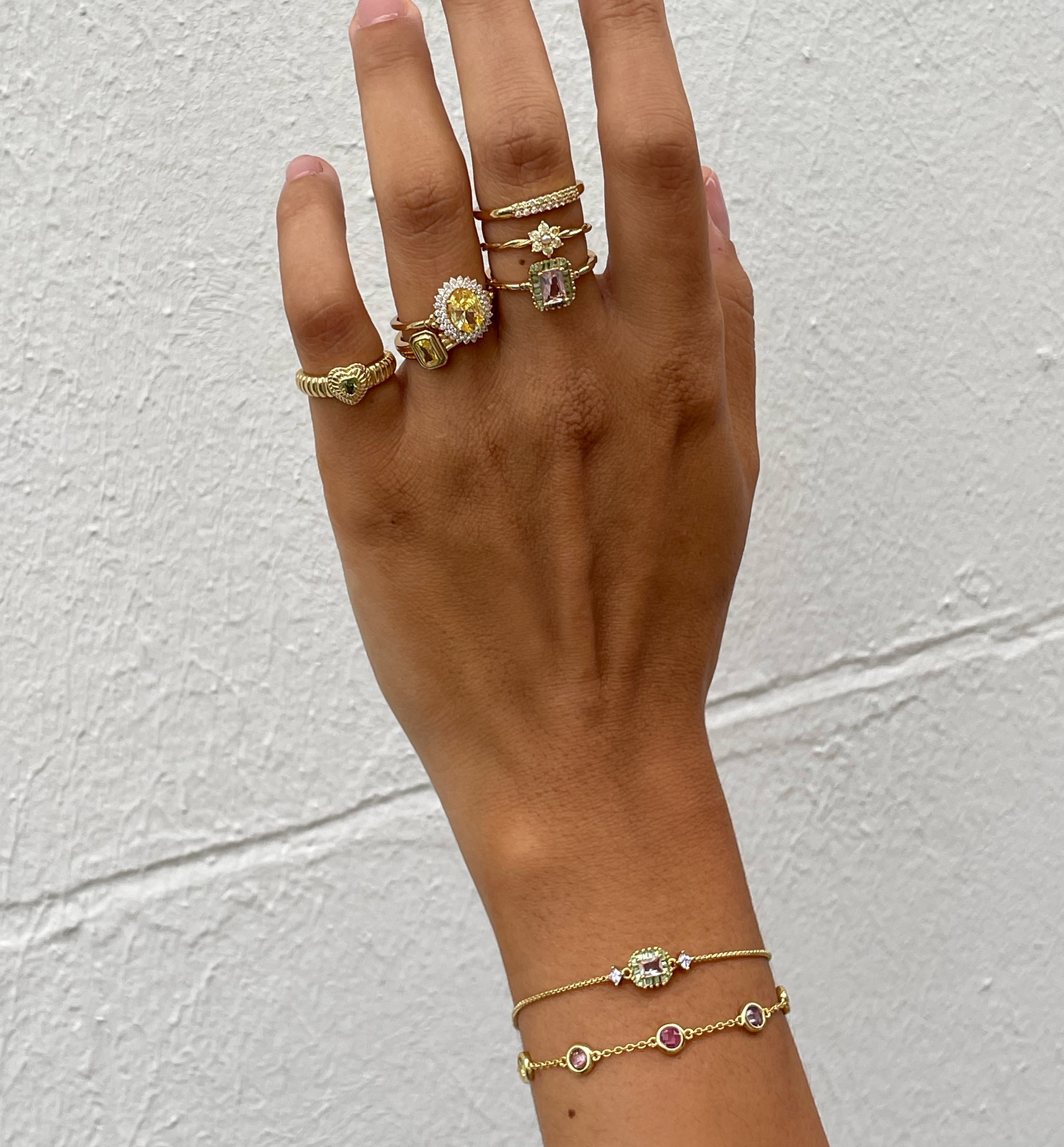 Armband gold plated met gekleurde zirkonia - 22483Y
