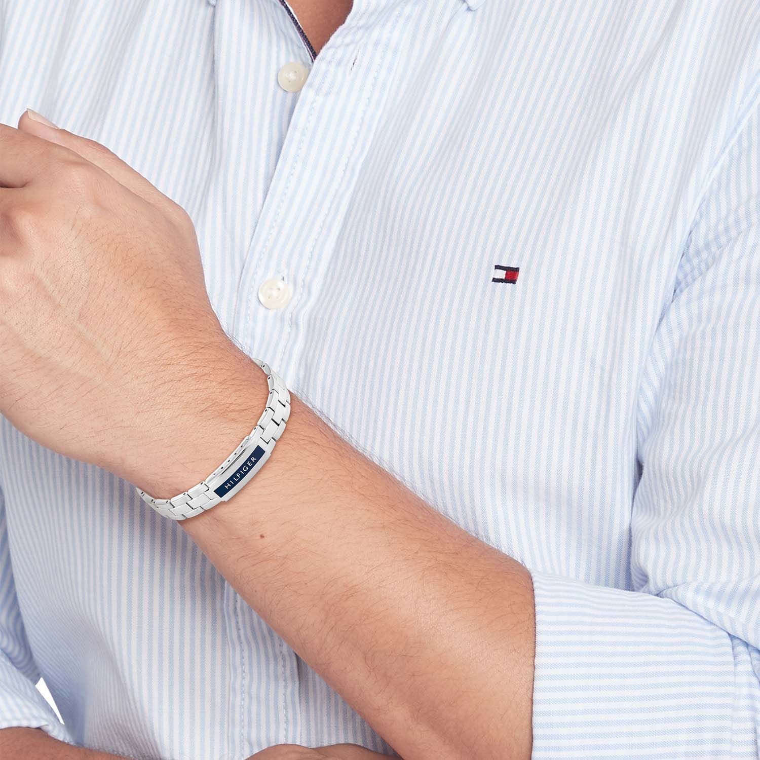 Schakelarmband van staal met logo detail TJ2790485