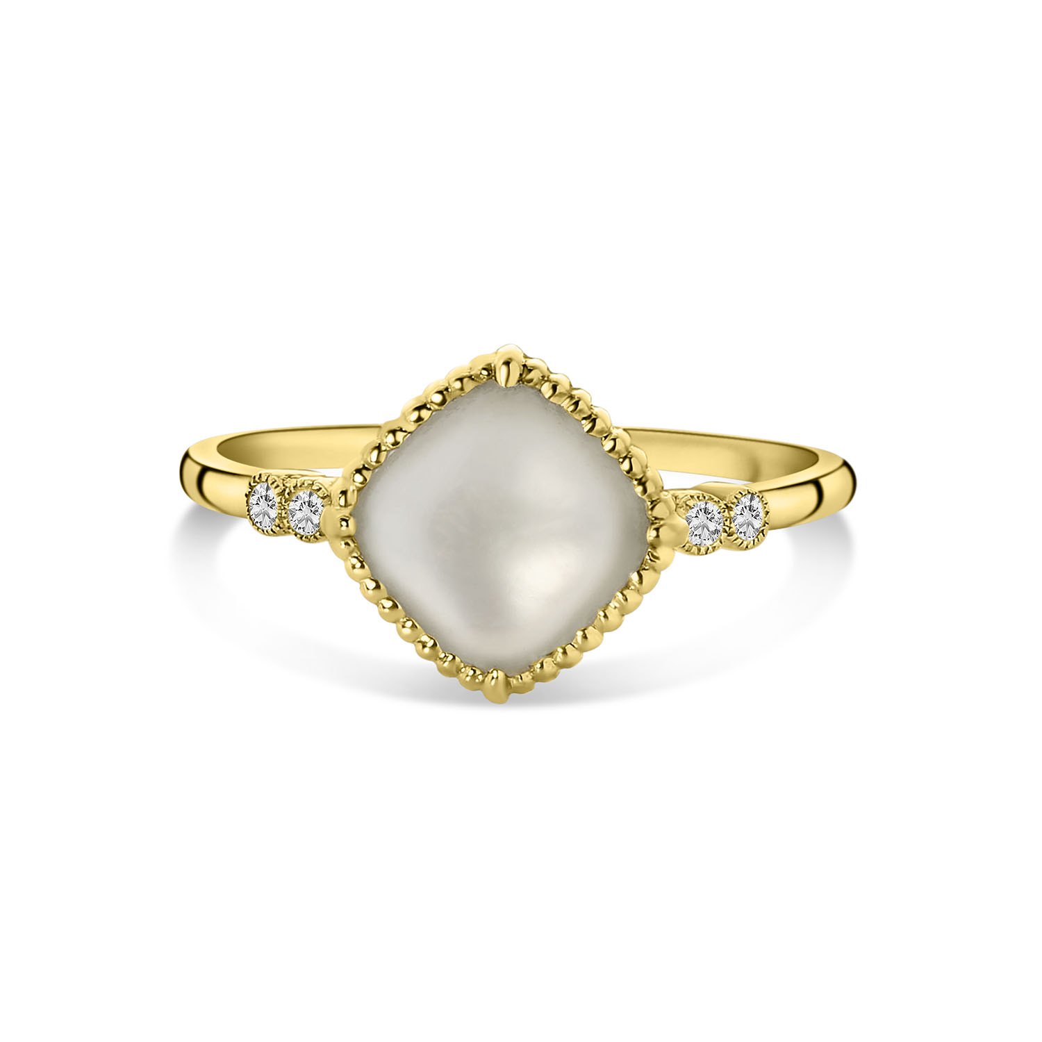 Gouden ring met kwarts en diamanten - R480-RC040004ALH-LQZ-Y