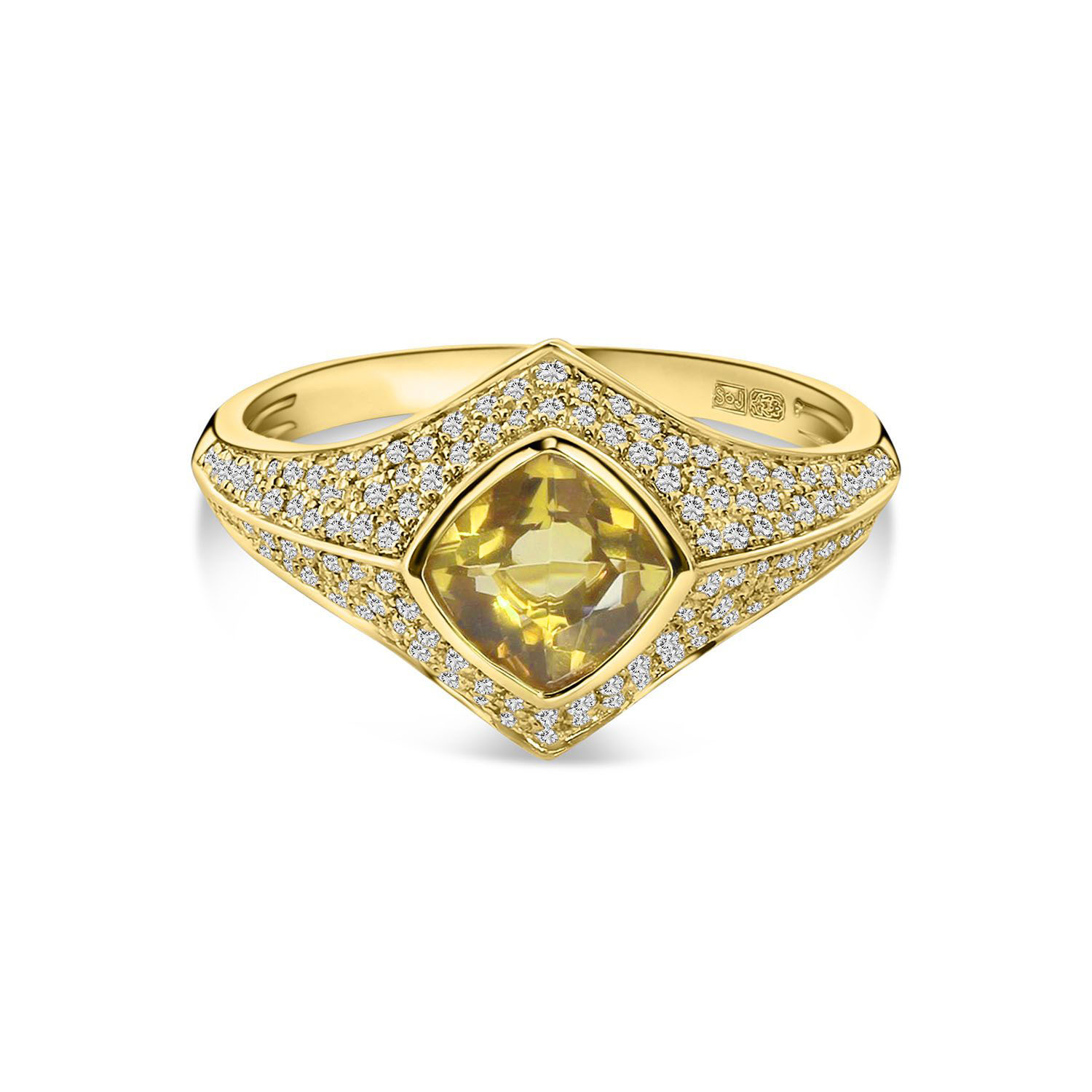 Geelgouden ring met citrien en diamanten R136-193XA05394-CI-Y