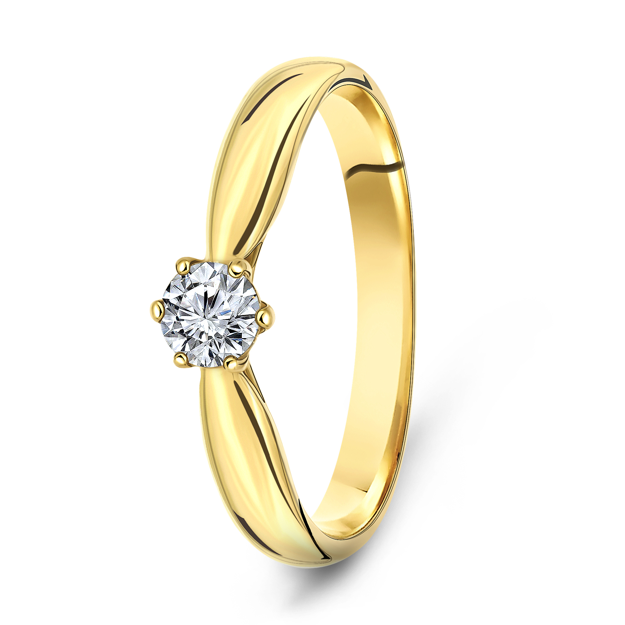 Geelgouden diamanten solitair ring