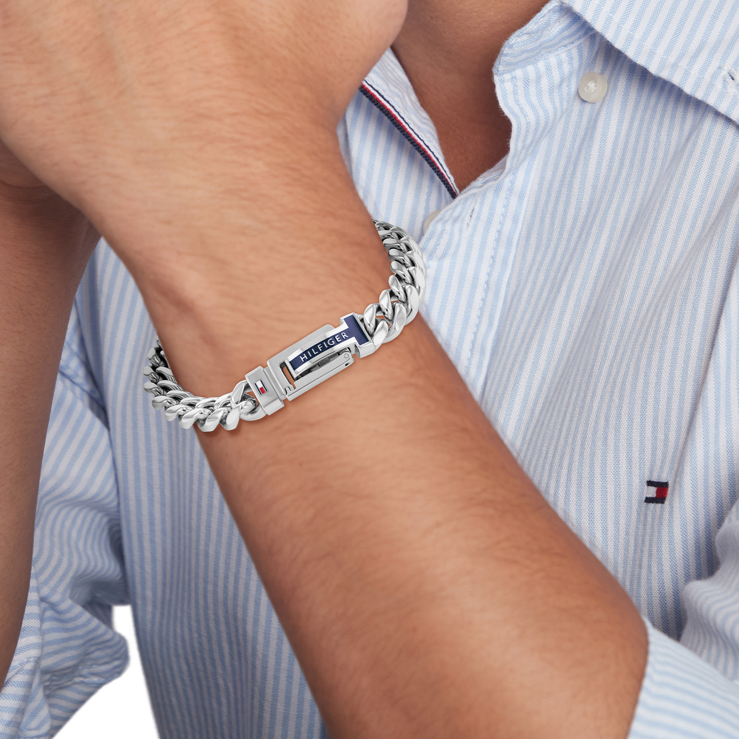 Schakelarmband van staal met logo TJ2790433