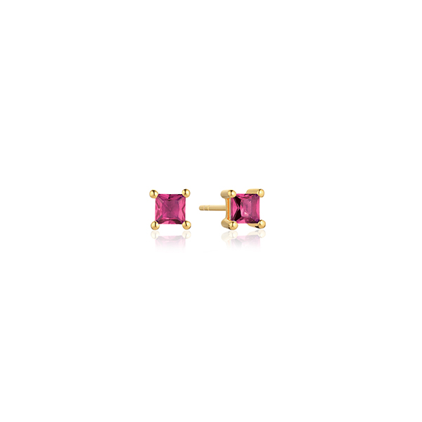 Oorknoppen Ellera Quadrato gold plated  met zirkonia - SJ-E42277-PKCZ-YG