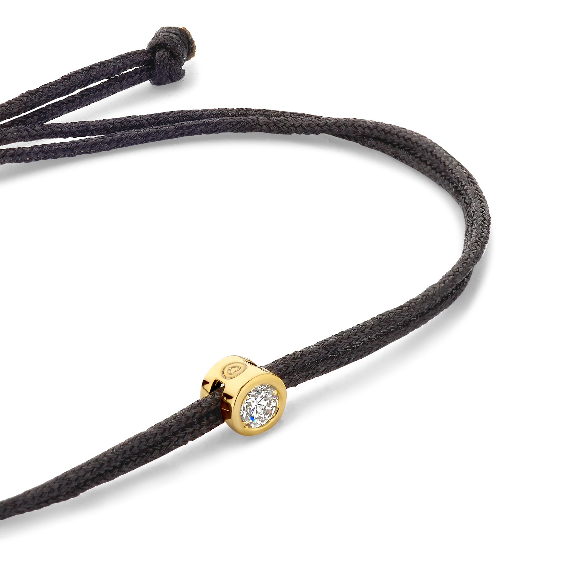 Koordarmbaand Zwart met lab grown diamant - BN010-11-GP