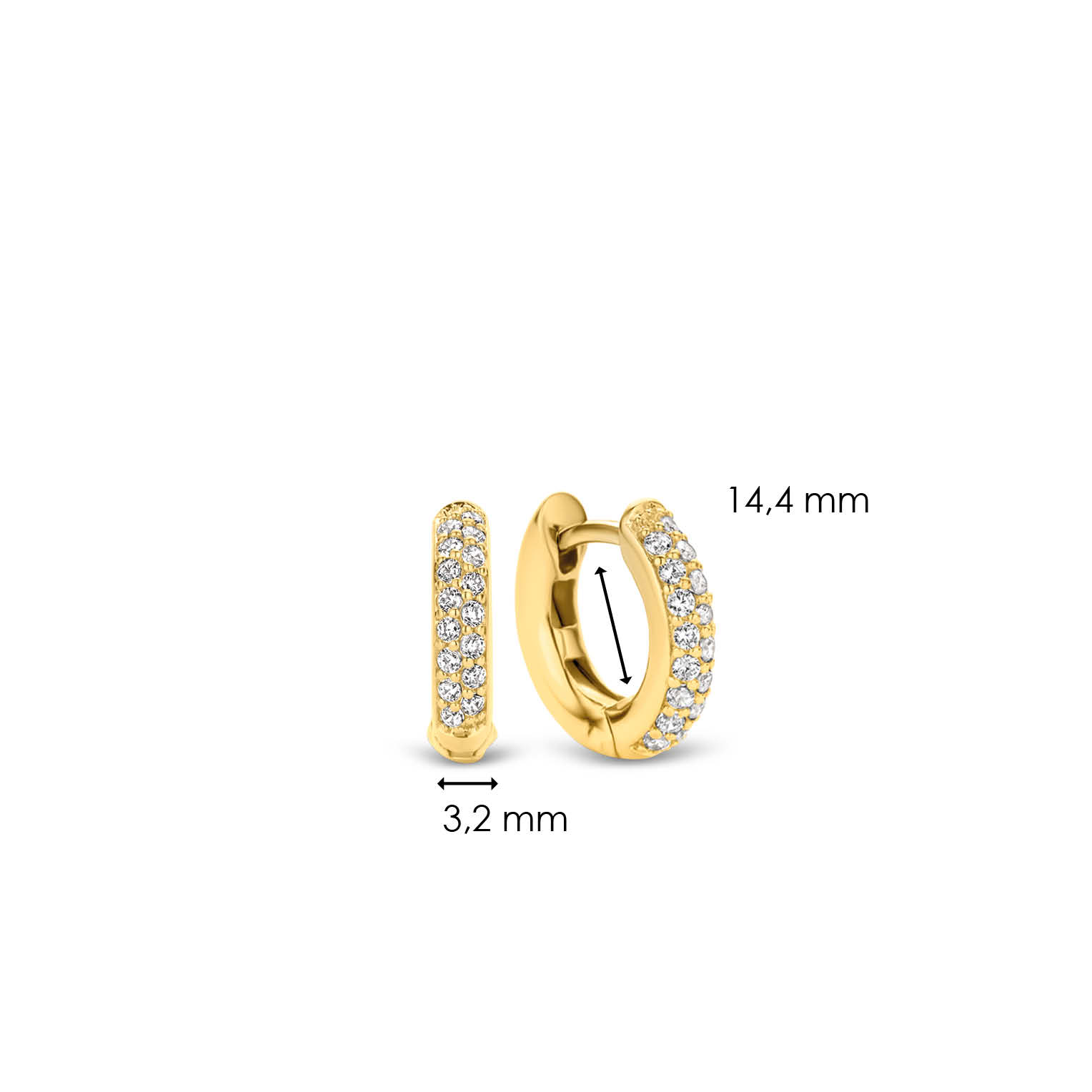 Oorringen gold plated met zirkonia - 7210ZY