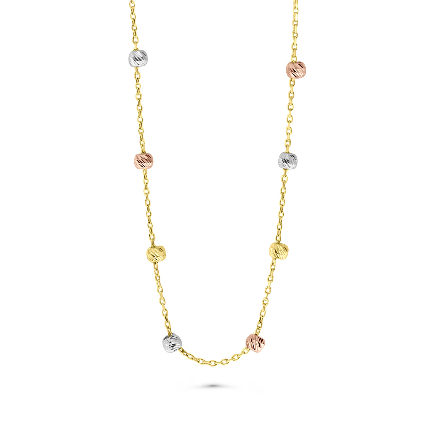 Tricolor ketting met gediamanteerde kralen N515-65U25-MSBCN0002-YWR
