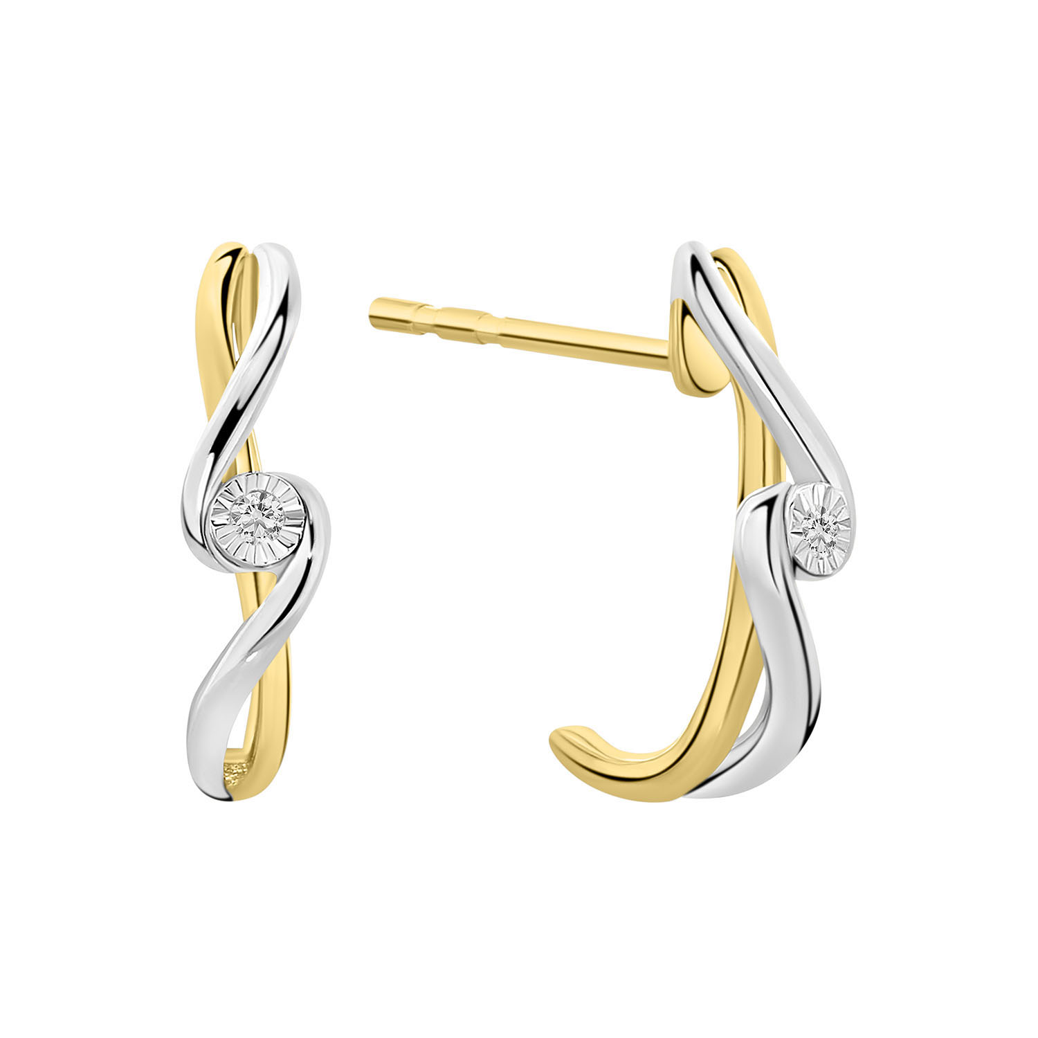 Bicolor gouden oorbellen met lab grown diamanten