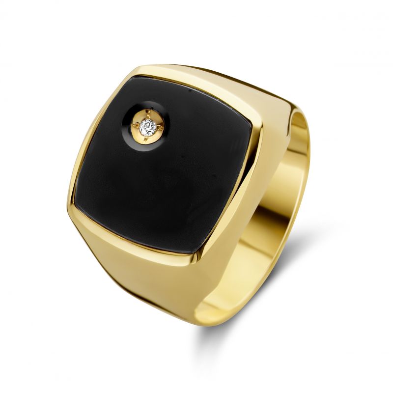 Zegelring Tangguh Zwarte Onyx van sterling zilver 051